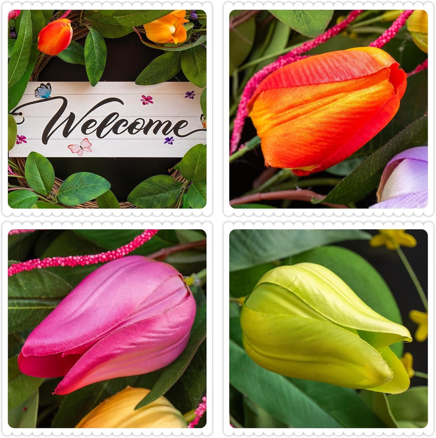Summer Spring Wreaths for Front Door 26 Inch, Tulip Spring Summer Wreath with