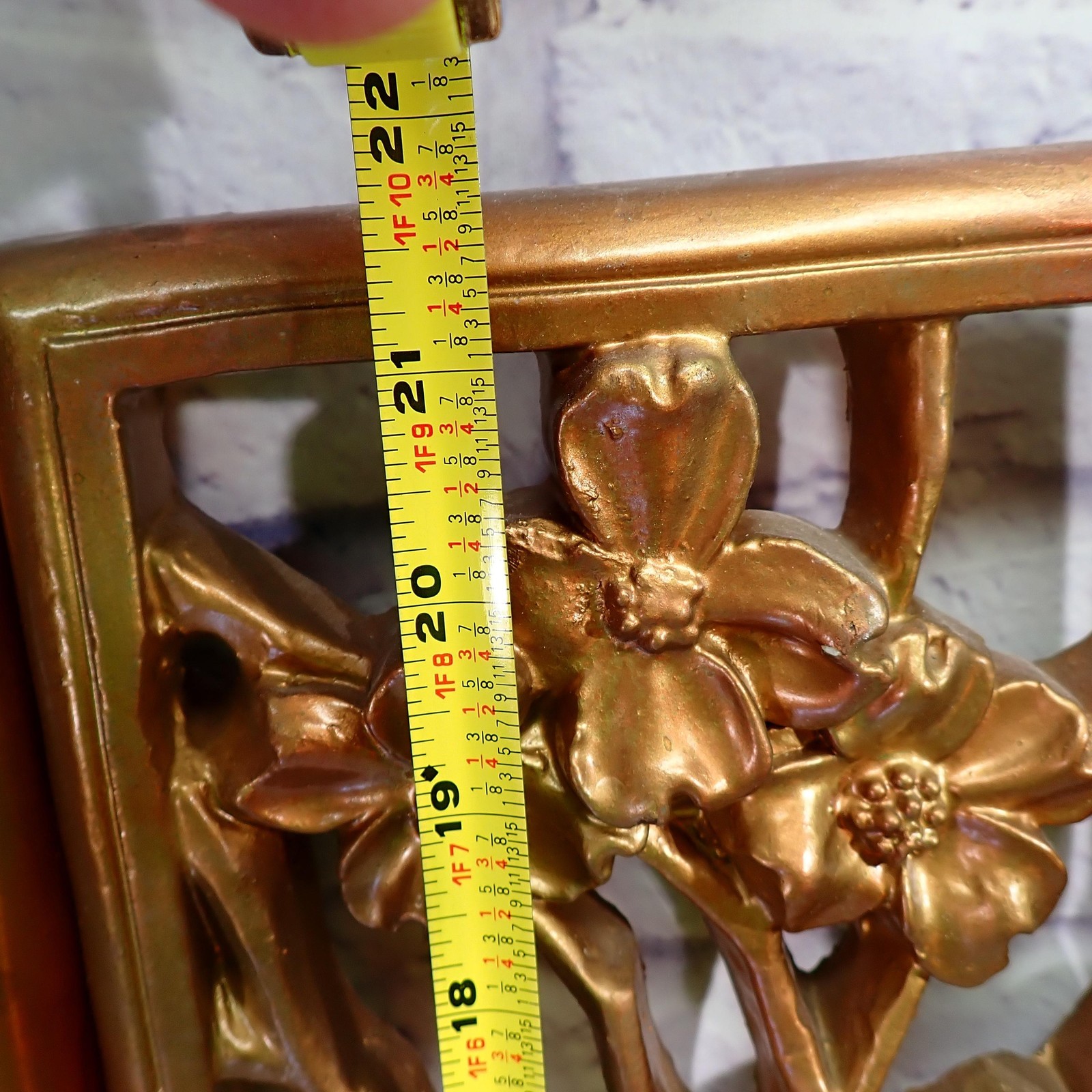 Vintage Handmade Gold Floral mcm panel Set 4 Seasons Rectangular Large Decor