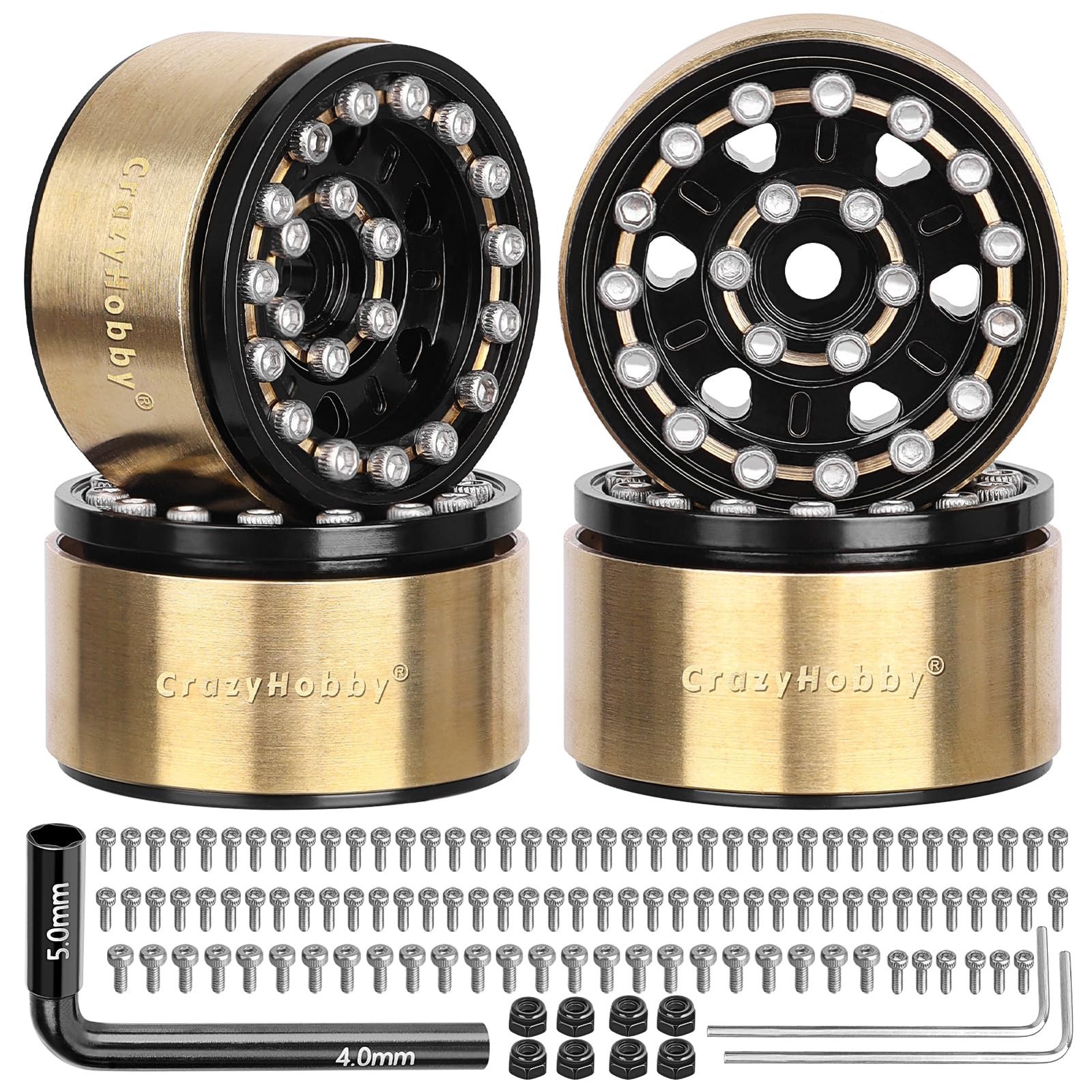 Brass 1.0 Beadlock Wheels Rims Heavy Duty for 1/18 TRX4M 1/24 Axial SCX24 FCX…