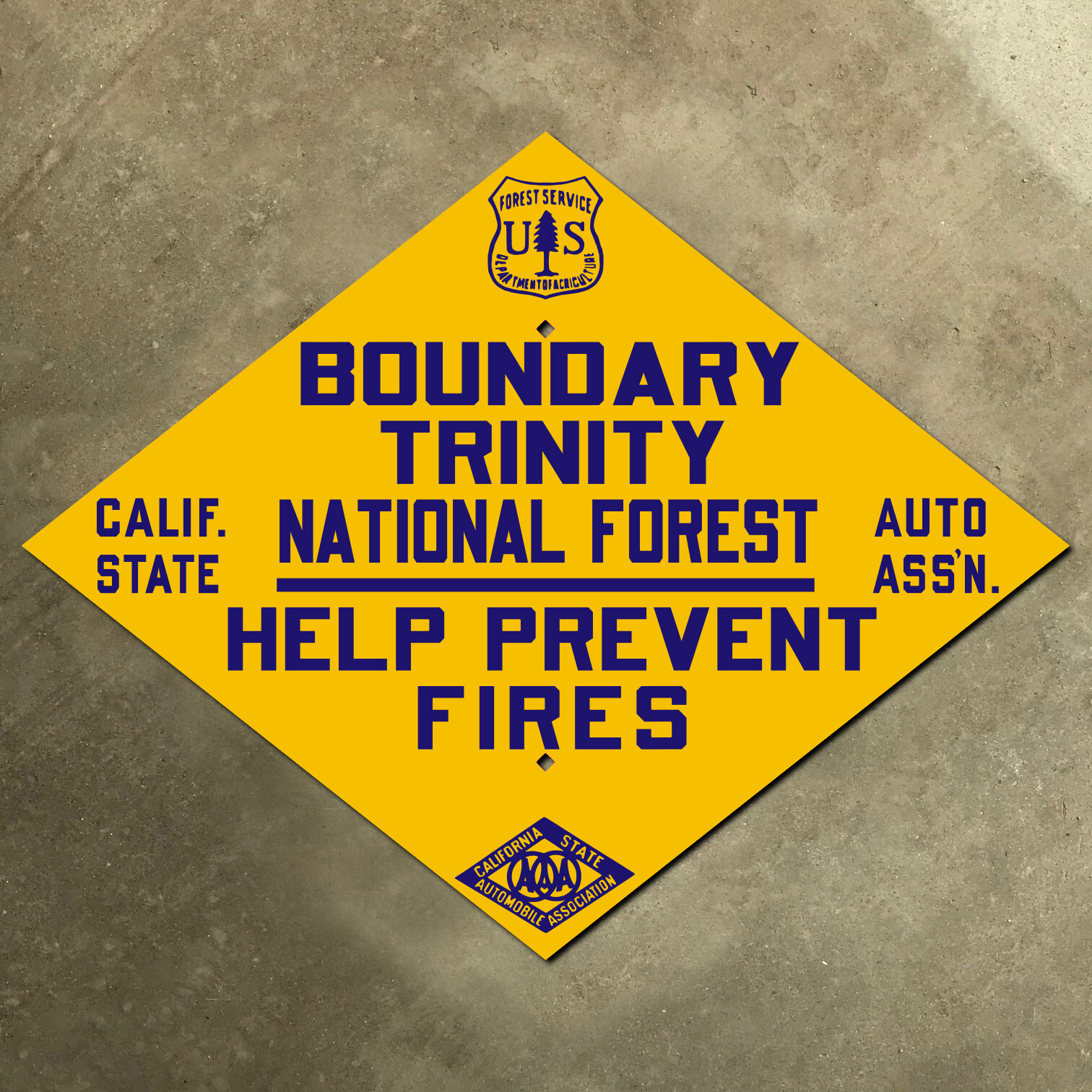 Trinity National Forest California CSAA highway road sign auto club AAA USFS 18″
