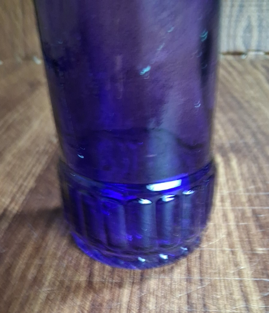 Vintage Cobalt Wine Blue Glass Decorative Textured Bottle 9″