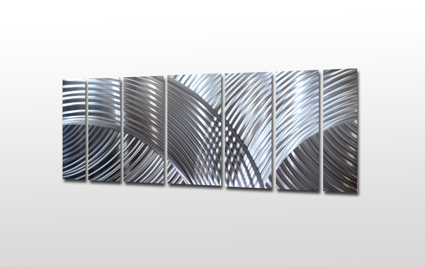 Metal Wall Art Modern Abstract Design Painting Large Home Decor Silver Panels