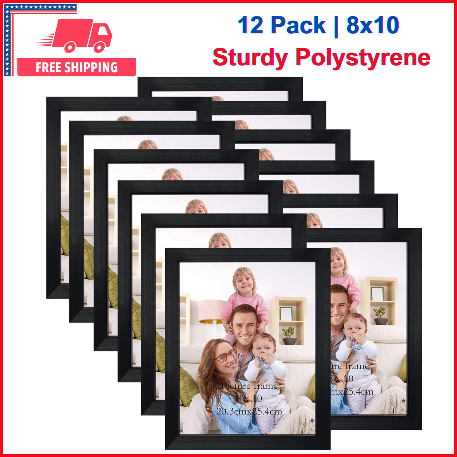 Black 8×10 Picture Frame Bulk, Multi 8 x 10 Photo Frames Set For Wall, 12 Pack