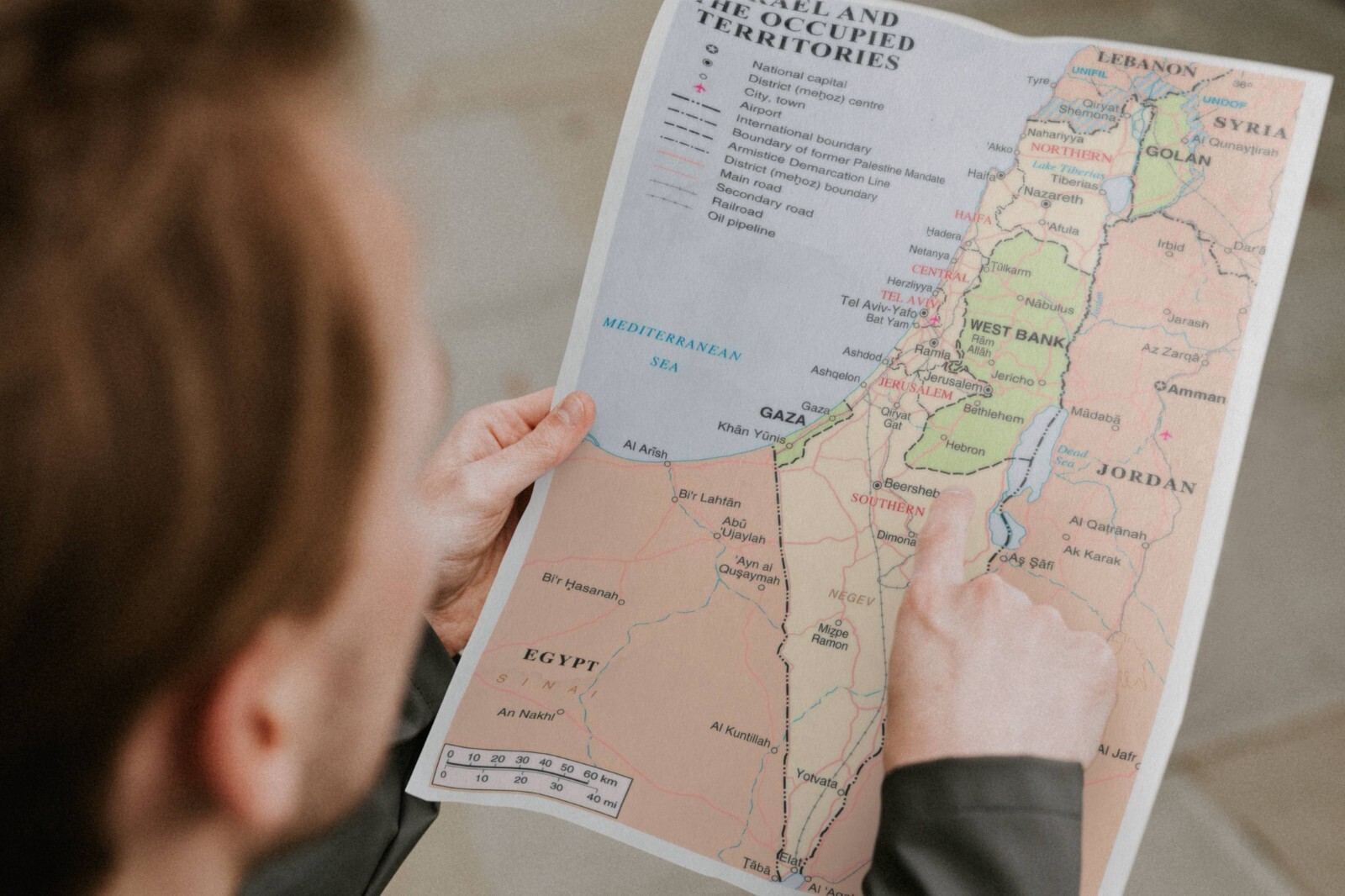 Israel and Occupied Territories 2018 Map Palestine War Gaza West Bank Lebanon