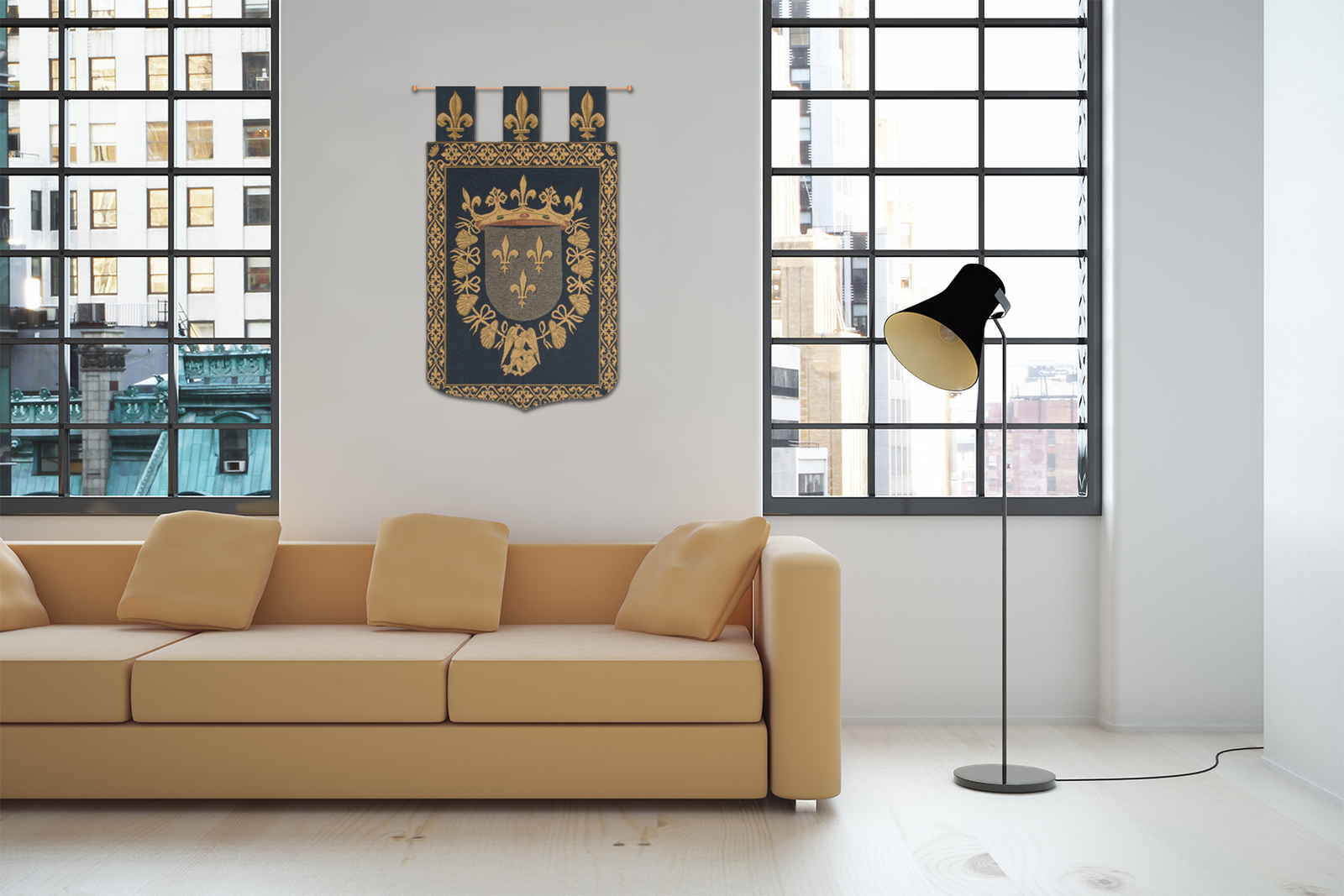 Blois With Loops Coat of Arms Belgian Tapestry Wall Art Hanging (New) 24×18 inch