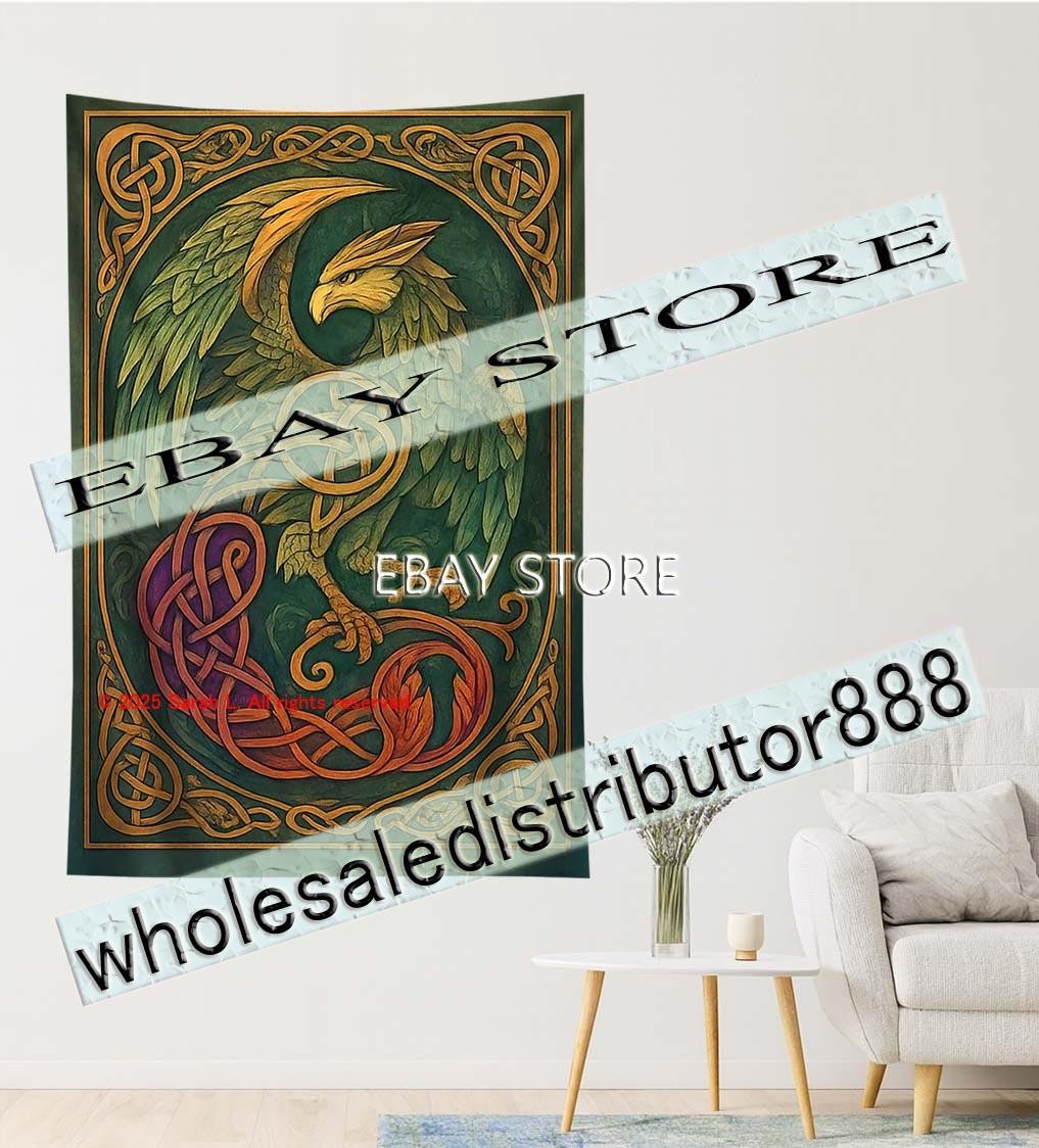 Celtic Griffin Guardian Art Tapestry symbol bedroom decor 59X82 in
