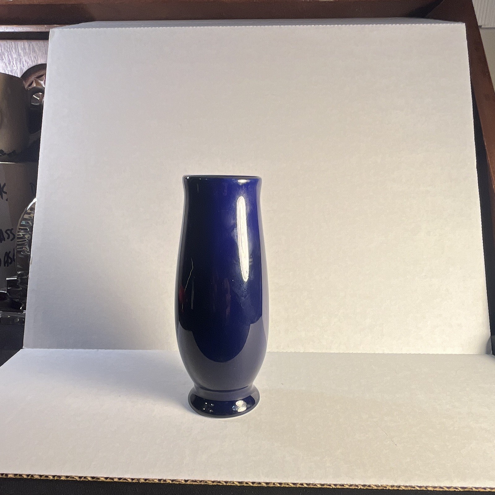 Blue Glossy Decorative Floral Bottle-Shaped Flower Vase, Free Standing