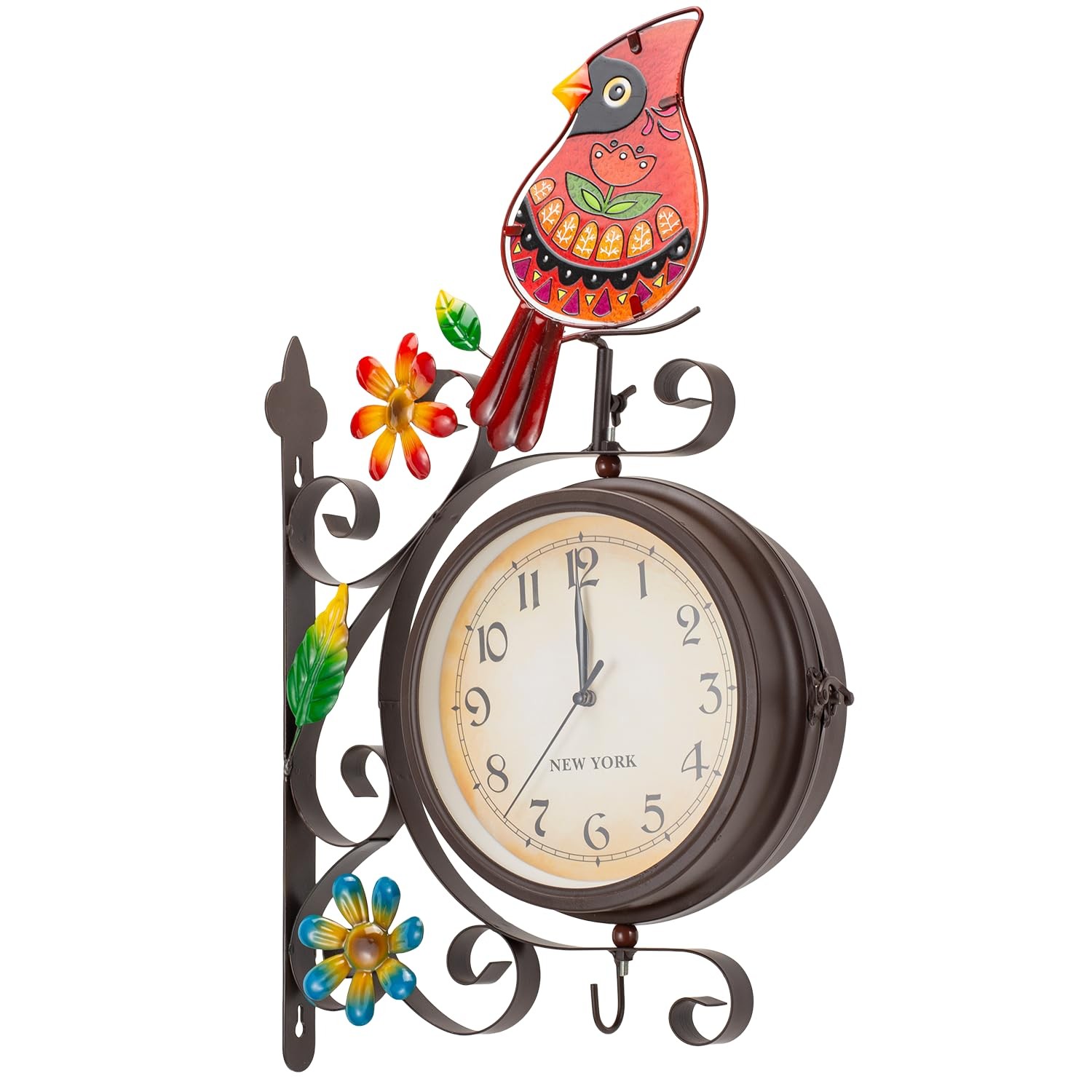 Vintage Indoor Outdoor Clock – Silent Non-Ticking, Double Sided Wall Clock wi…