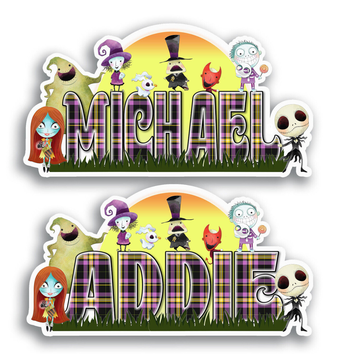 Custom Name Stickers • Waterproof Vinyl • Cool Halloween Theme • Spooky Holiday