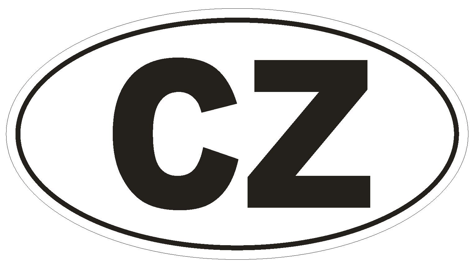 CZ Czech Republic Country Code Oval Bumper Sticker or Helmet Sticker D903