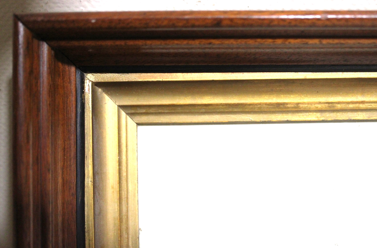 ANTIQUE MINI FITS 4 X 6 VICTORIAN PICTURE FRAME GOLD GILT WALNUT WOOD DEEP WIDE