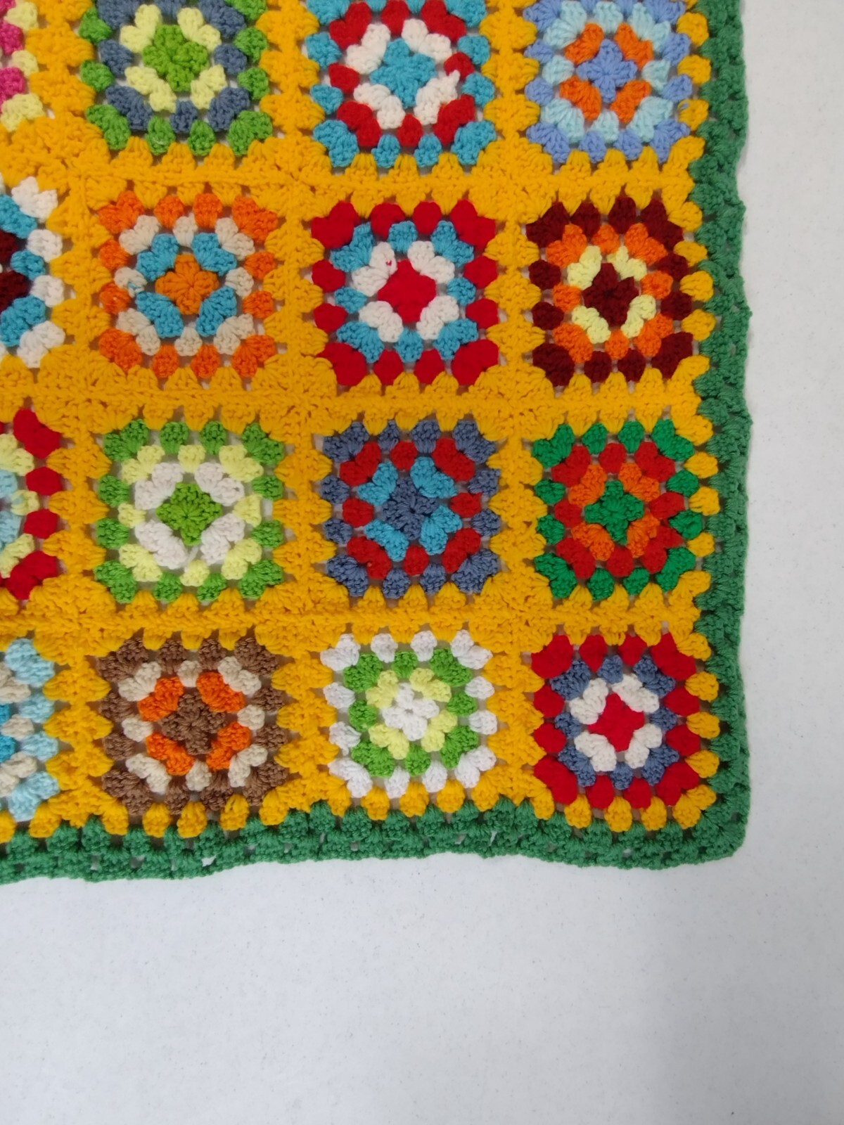 Afghan Multicolored Blanket Throw Crochet Granny Square Textured Homemade Chunky