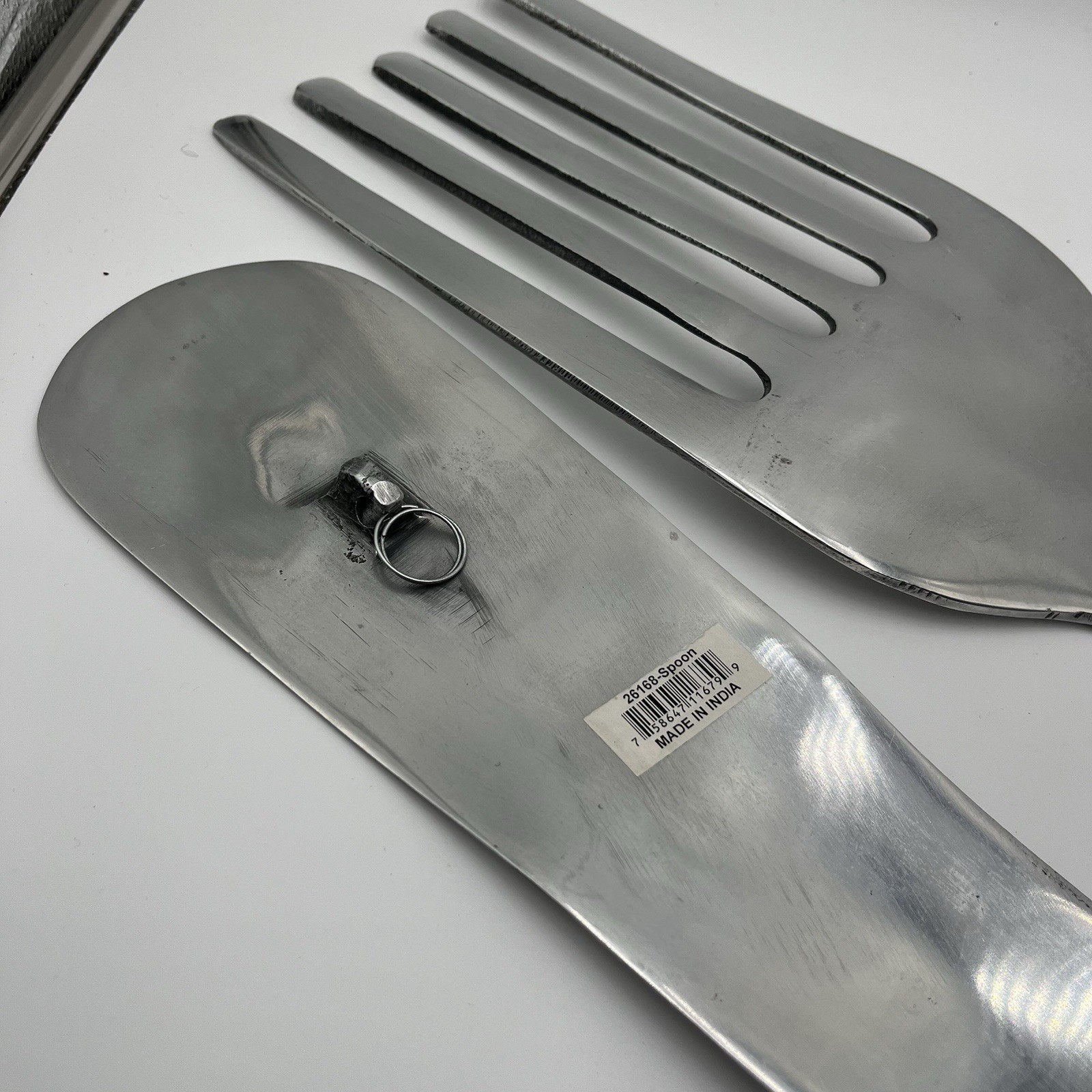 33.5” Oversized Aluminum Spoon & Fork Wall Decor Set Large Kitchen Utensils