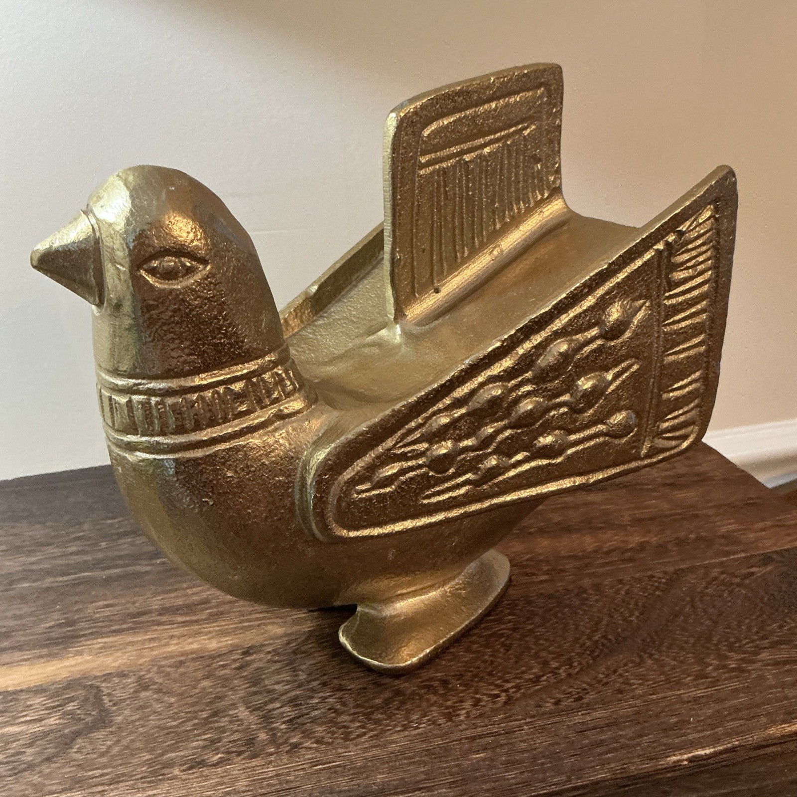 Cast Metal Bird Sculpture Project 62 Eames Style Gold Finish Dove Peace MCM