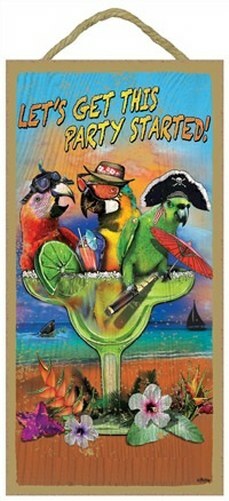 Let’s Get This Party Started Margarita Parrot Macaw Bar Beach Home 10X5 Sign C46