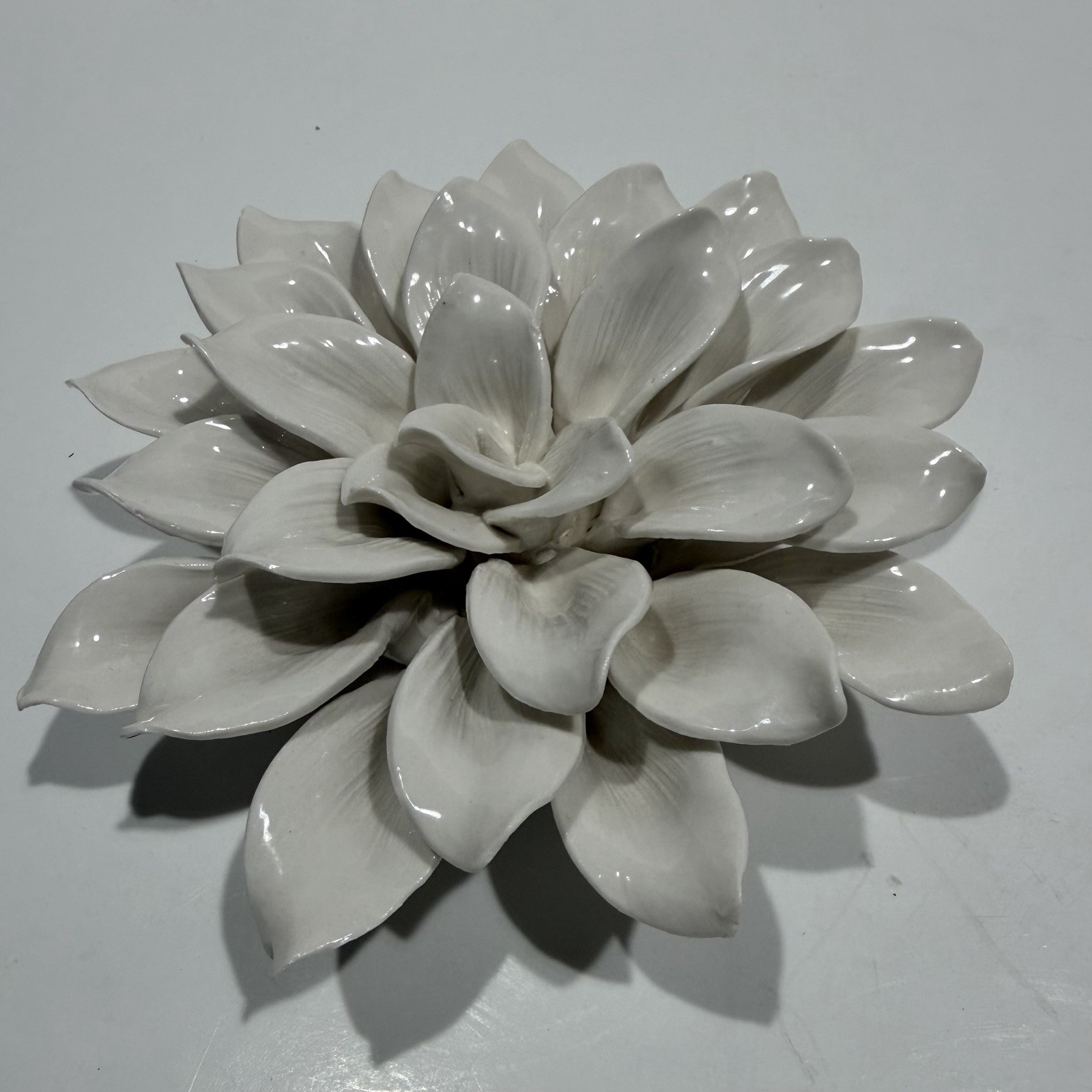 White 3-D Ceramic Petals-Magnolia/Flower-8” X 8” Wall Hanging READ