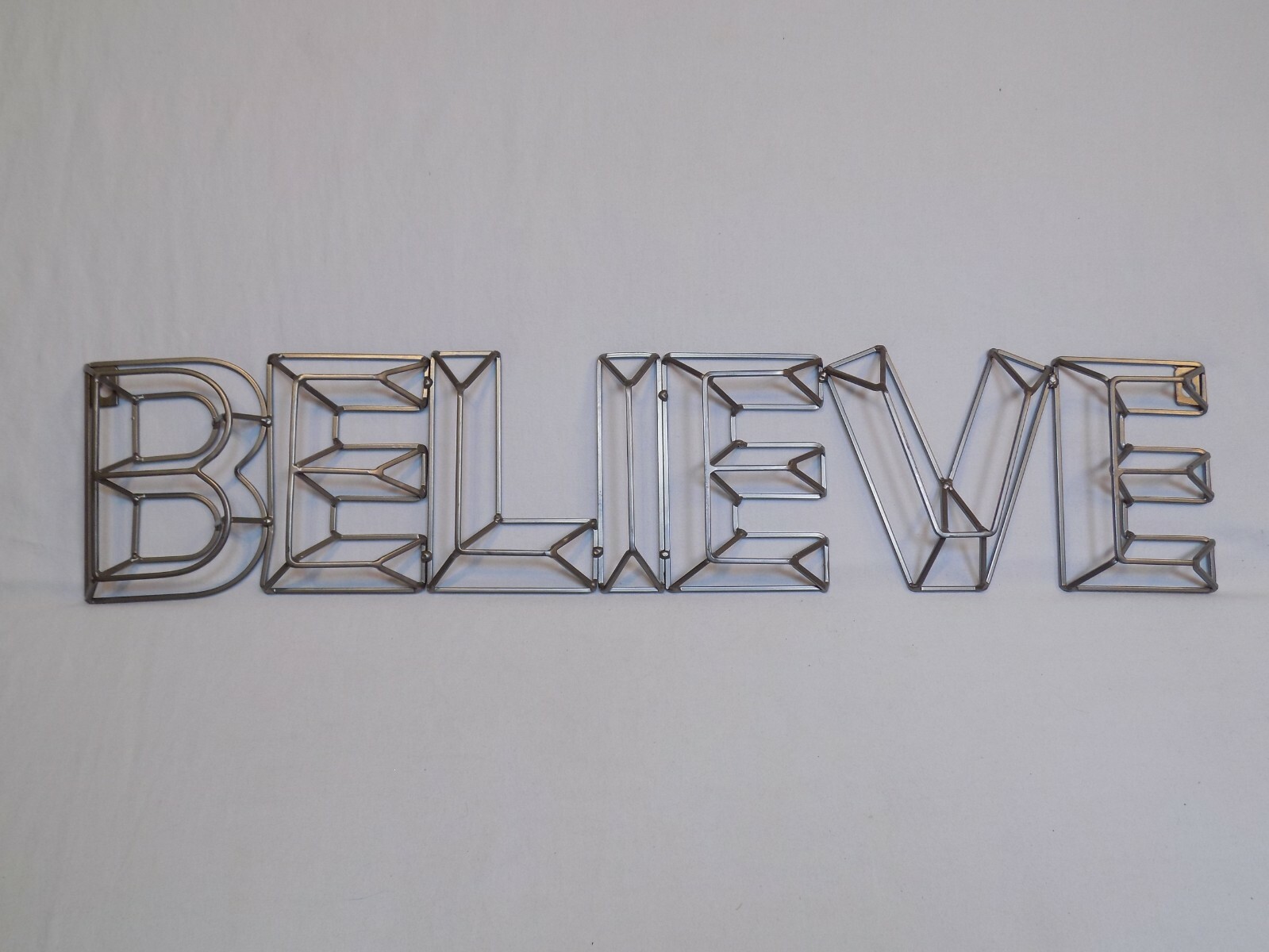 BELIEVE Saying Silver Metal Wall Art Sign 3 Dimensional Plaques Positive Vibes