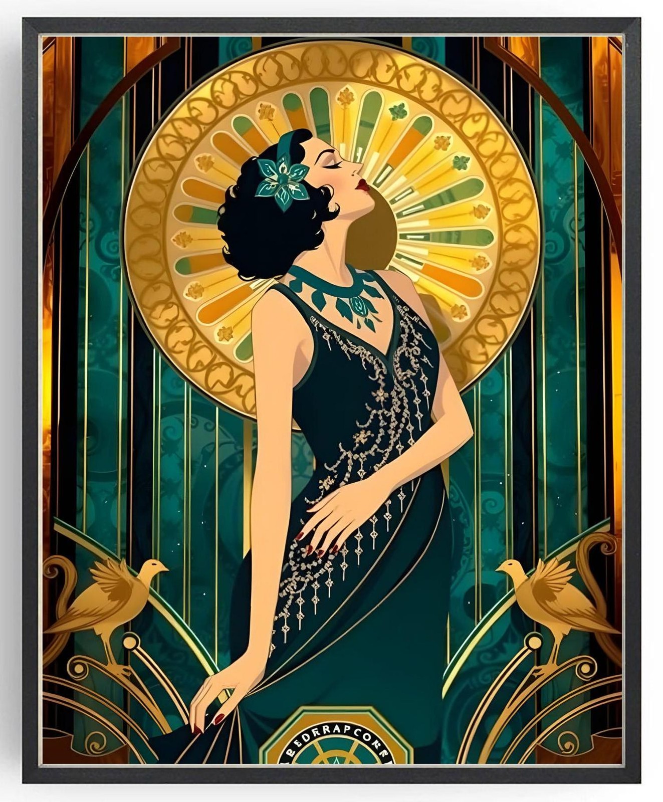 1920s Cocktail Poster | Gold Art Deco Nouveau Wall Art Print