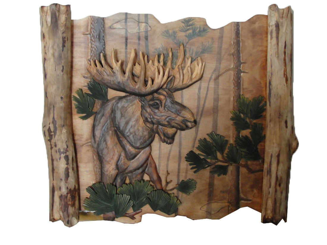 Zeckos Moose Hand Crafted Intarsia Wood Art Wall Hanging 29 X 33 X 3 Inches