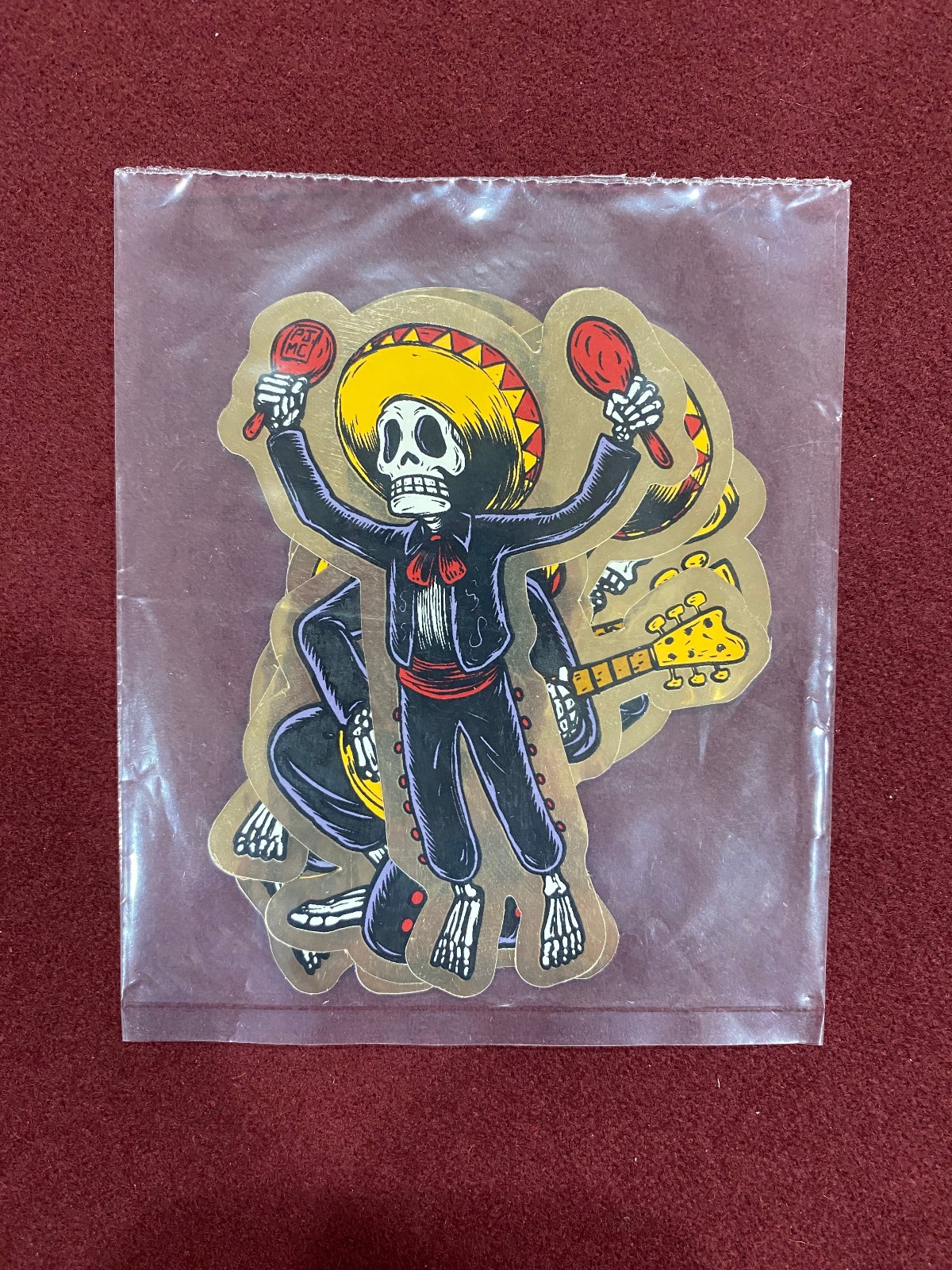 Pearl Jam Skeleton Mariachi Band 5 Stickers RARE GOLD BORDER – New Still Sealed