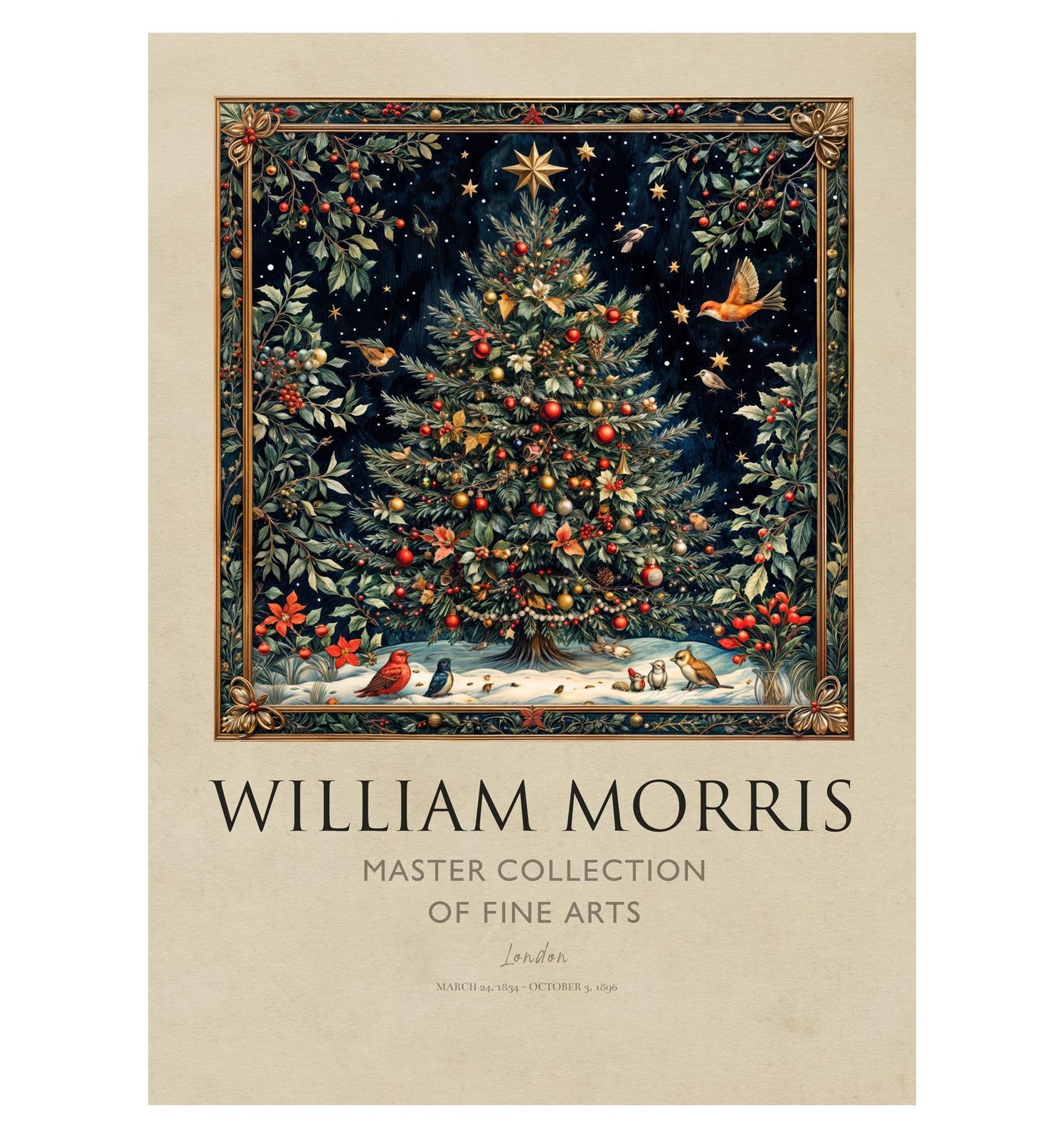 William Morris Christmas Poster – Vintage Holiday Tree Wall Art Print