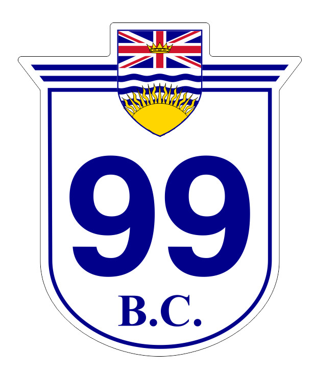 British Columbia Highway 99 Sticker Decal R972 Highway Sign