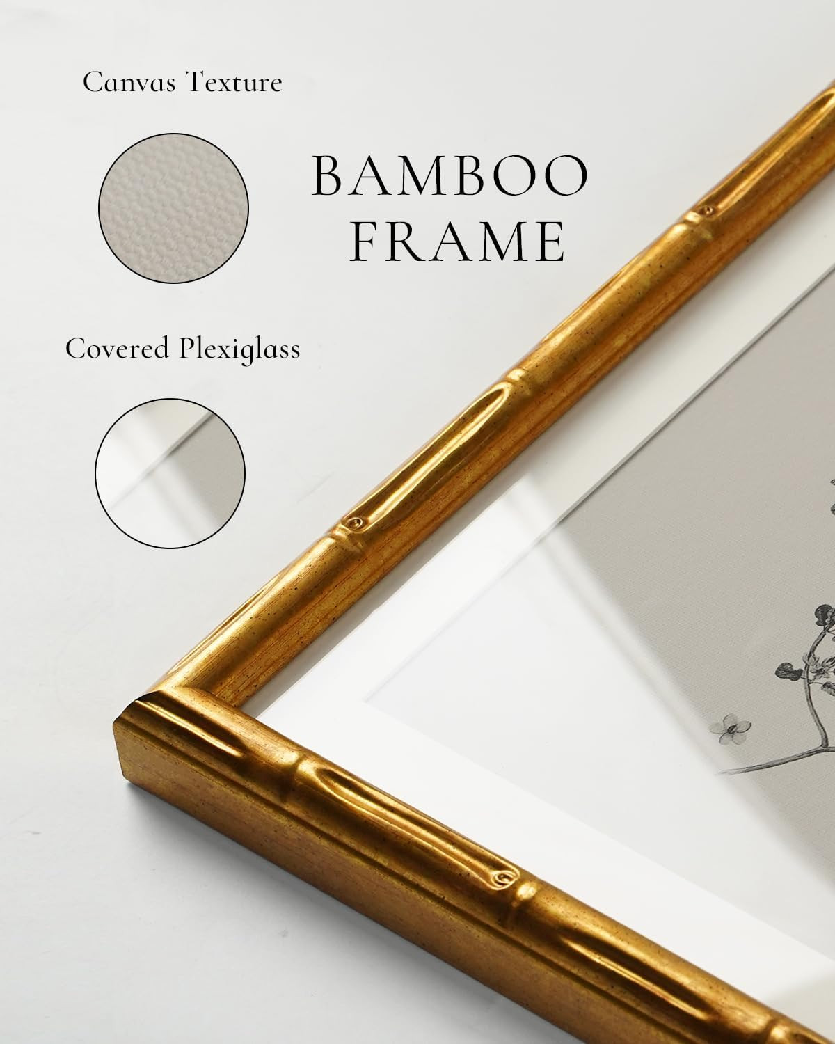 Gold Bamboo Framed Blue Hydrangea Canvas Wall Art Botanical Print 11×14