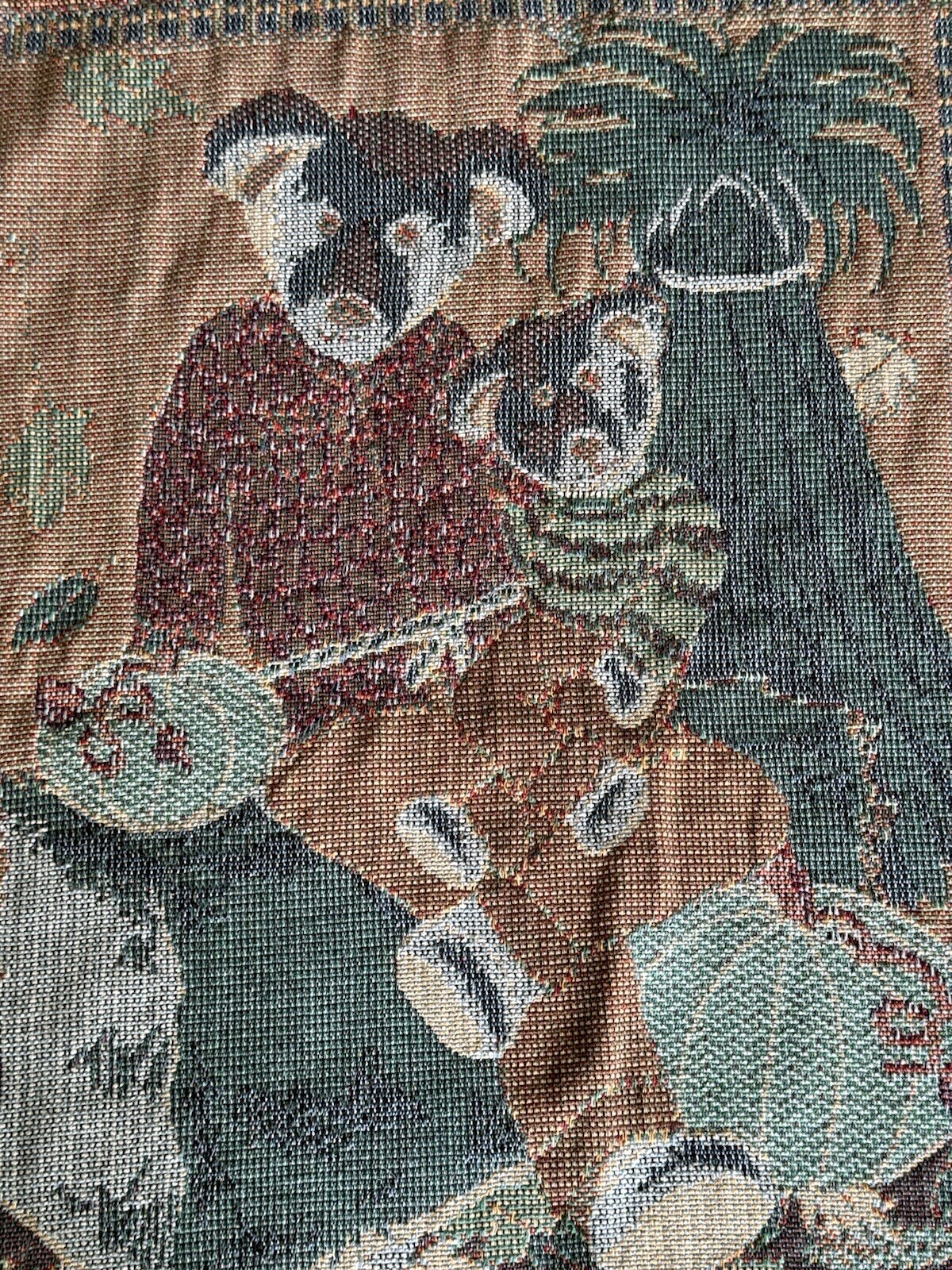 Vintage 90S Teddy Bears Cotten Jacquard Packet Throw Blanket Woven Fringe Retro