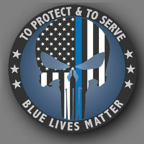 SKULL POLICE BLUE LIVES MATTER FROM 2″ TO 50″ CAR TRUCK DECAL STICKER USA