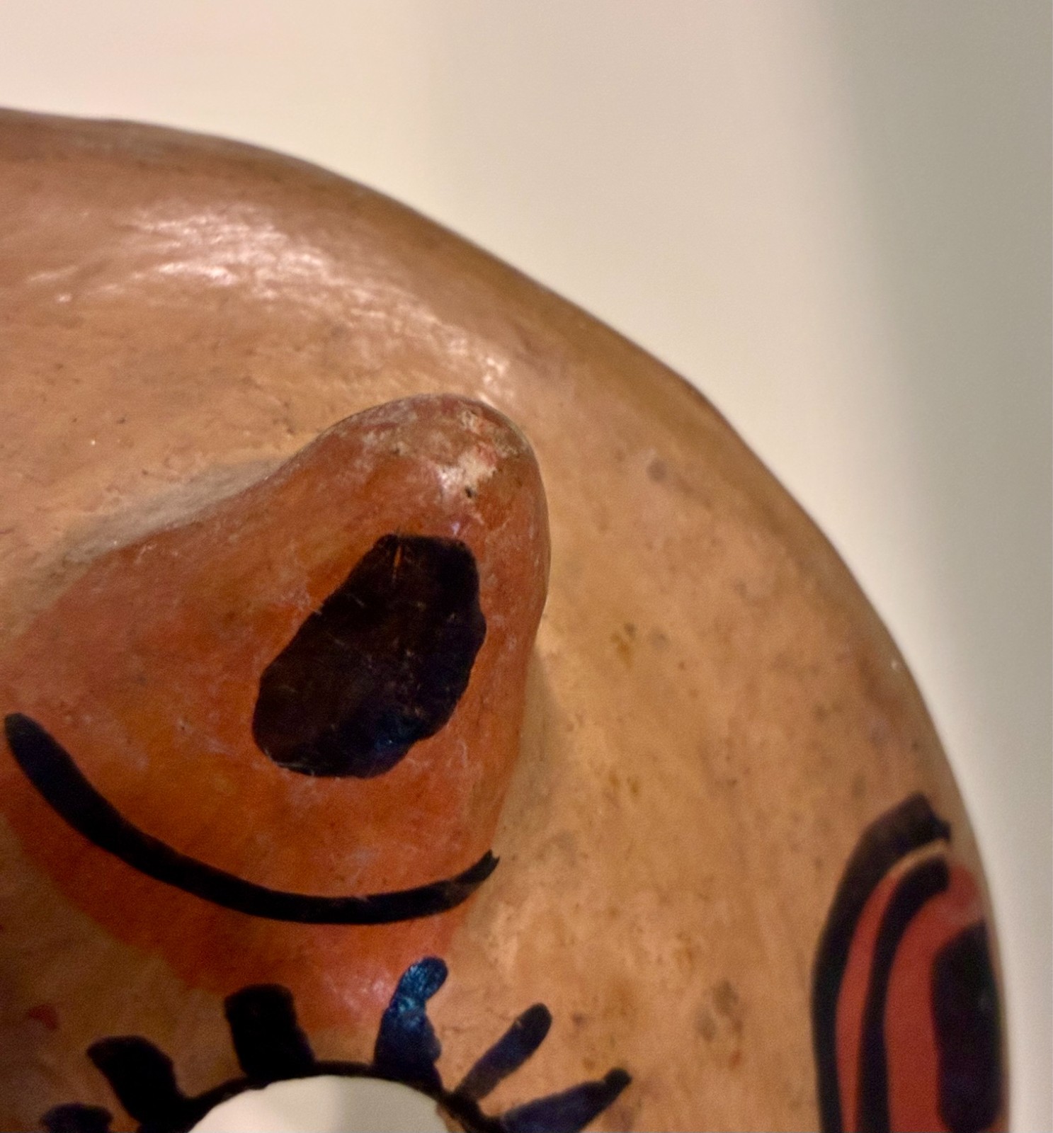 Vintage Nicaragua Hand Painted Folk Art/Animal/ Clay Pottery Mask Wall Hanging
