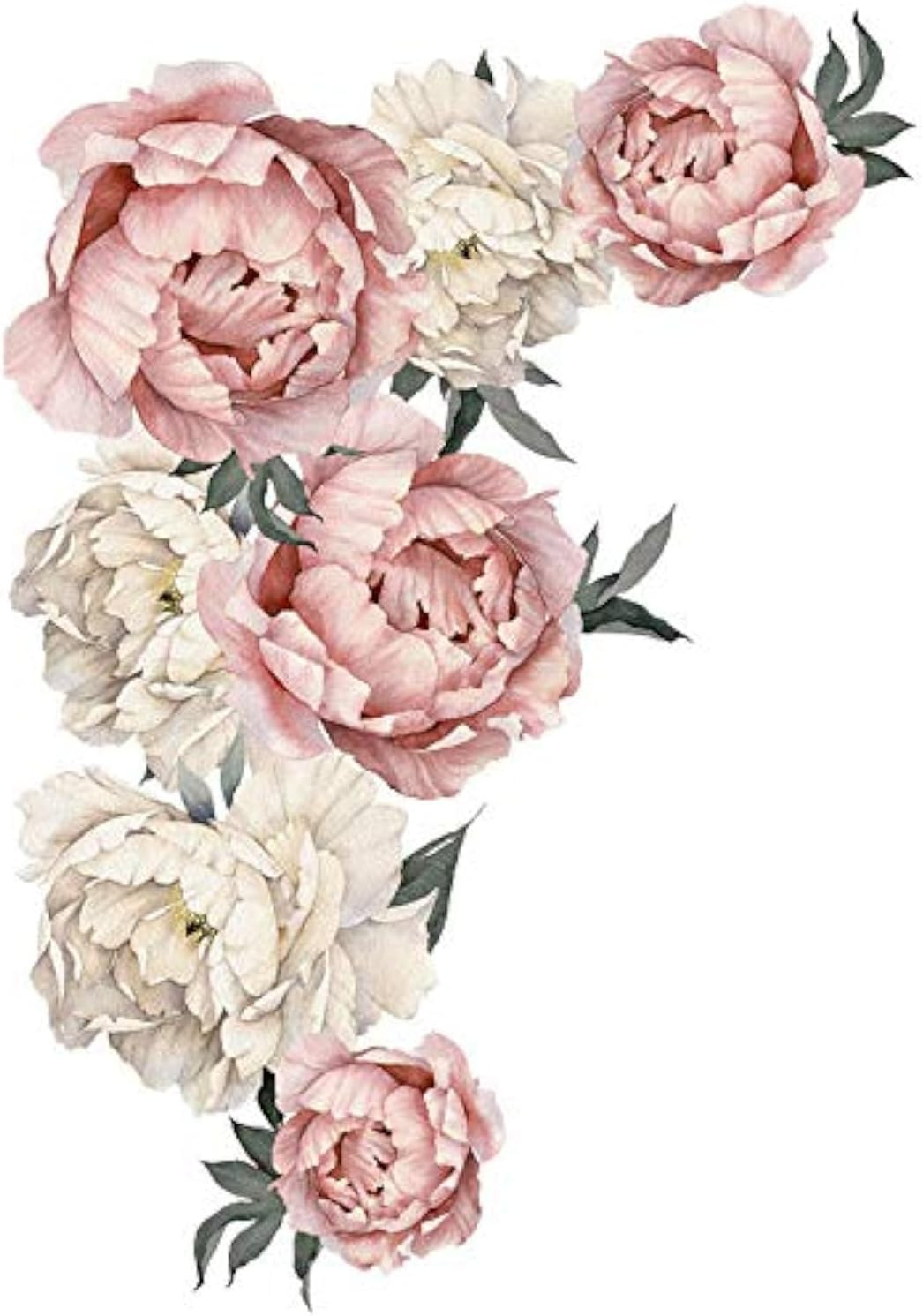 Peony Rose Flowers Wall Sticker,Peel & Stick Removable Wall Art Decals for