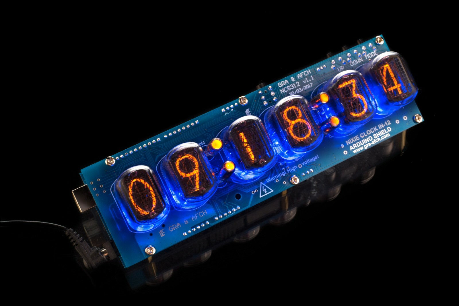 DIY KIT Nixie Tubes Clock IN-12 Arduino Shield NCS312 [WITH OPTIONS] 12/24H GPS