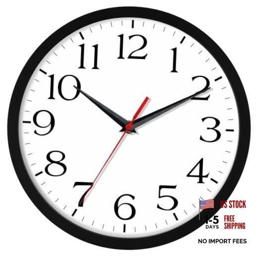 8 Inch Wall Clock – Battery Operated, Silent Non-Ticking Analog 8″ L-black