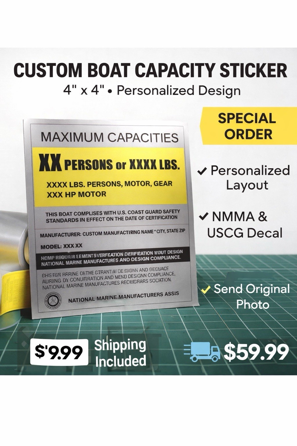Custom Boat Capacity Sticker – Special Order