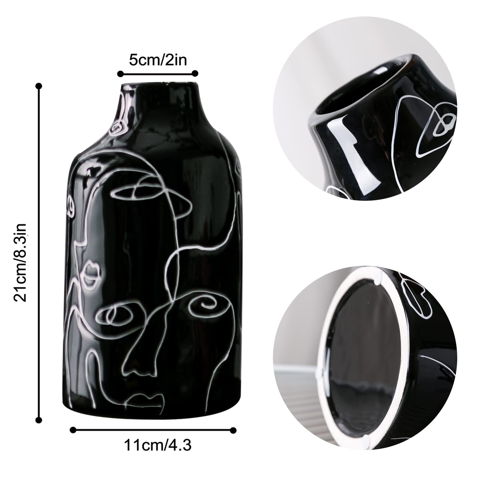 Ceramic Vase Irregular face Design Decorative Flower Vase for Home Decor Living