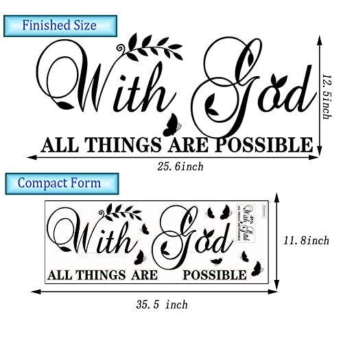 with God All Things are Possible Wall Stickers Inspirational Wall Decal Vinyl