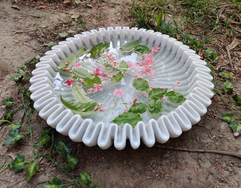 HandCrafted Marble Ruffle Bowl, Antique Scallop Bowl, Fruit Bowl, Best Gift Item