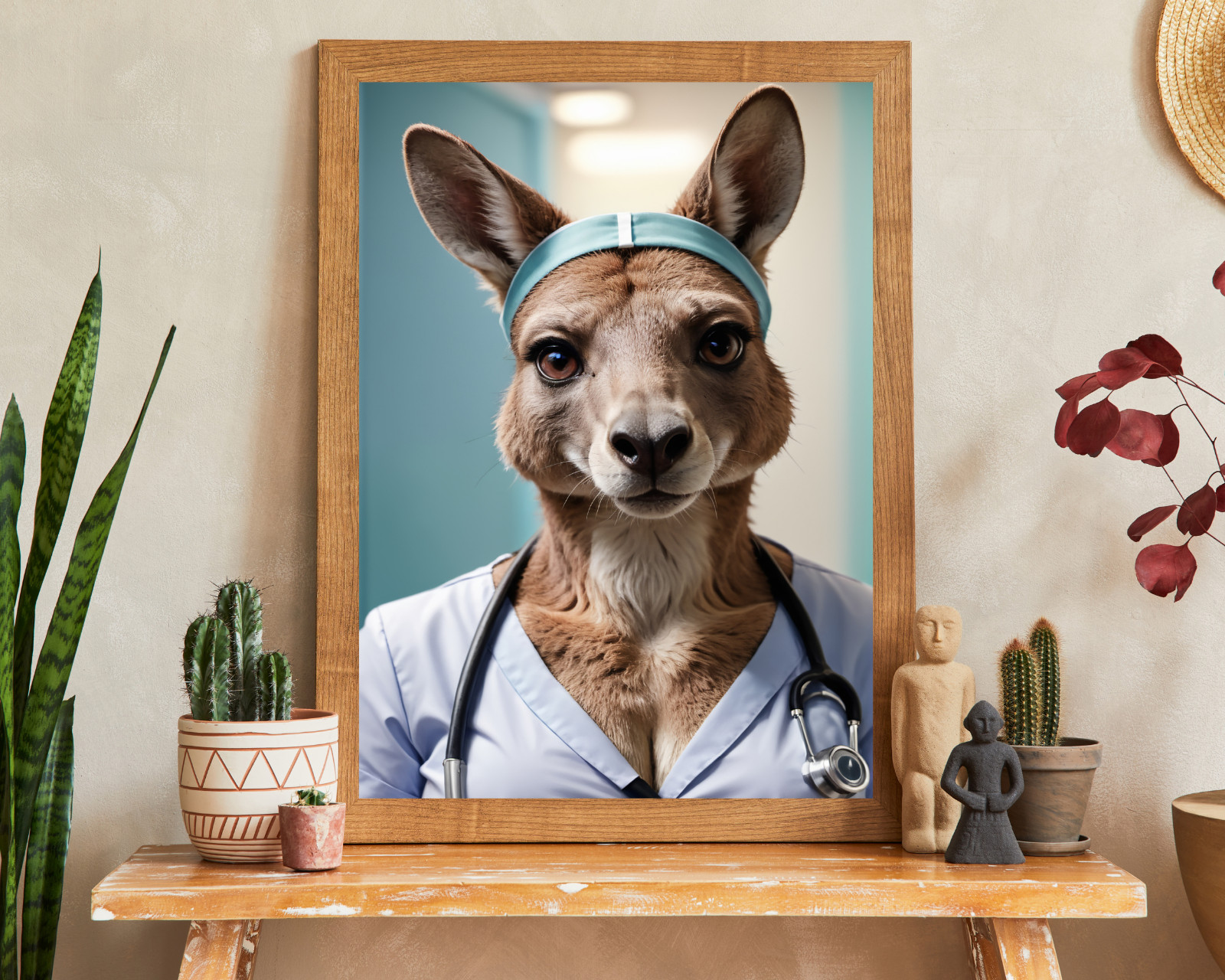 Nurse Kangaroo Portrait, Animal Portrait, Realistic Animal Portrait, Wall Art