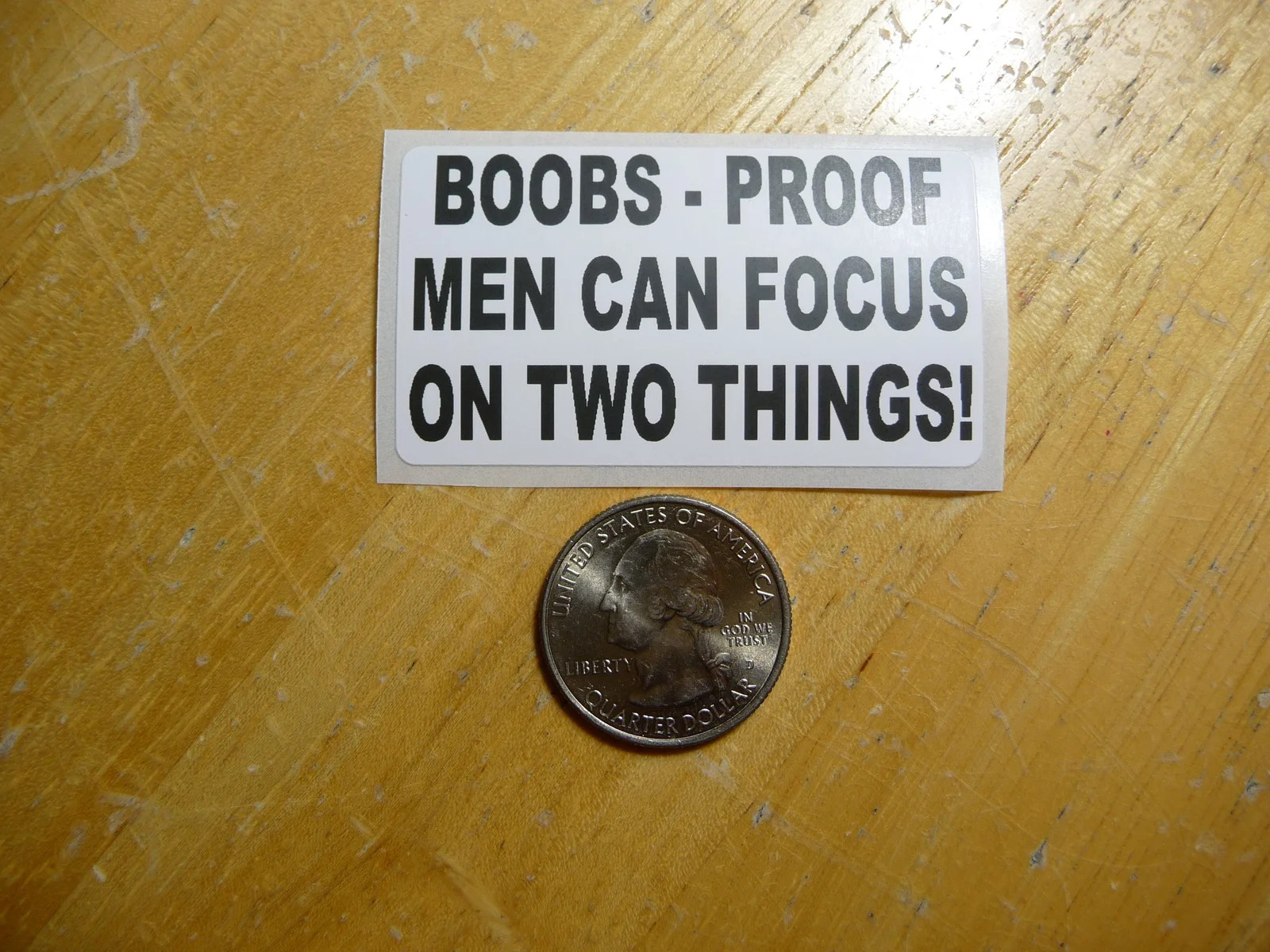 BOOBS PROOF MEN CAN FOCUS ON TWO THINGS STICKER DECAL 1 – 50 BULK PACK FUNNY