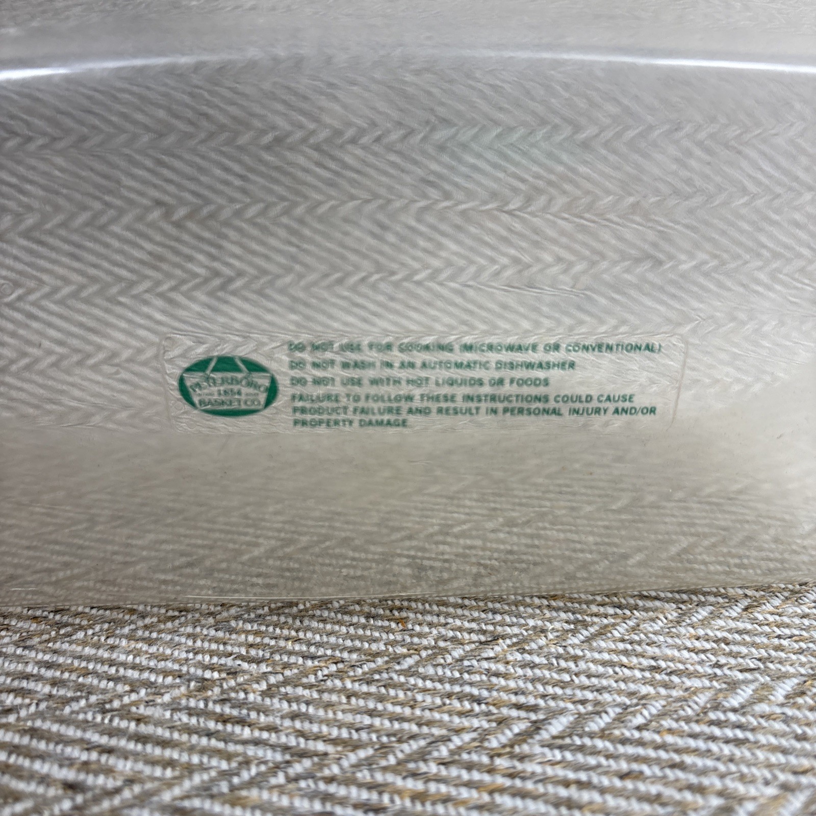 Peterboro Basket Co Woven Basket With Floral Fabric Liner Handle And Protector