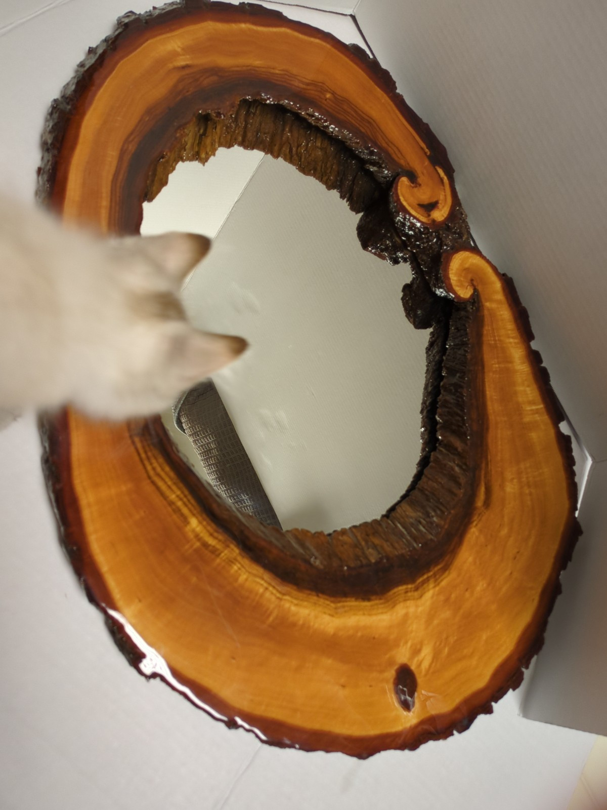 VTG Handmade Live Edge Wooden Wall Mirror 24″ x 17″ Rustic Cabin Groovy Décor