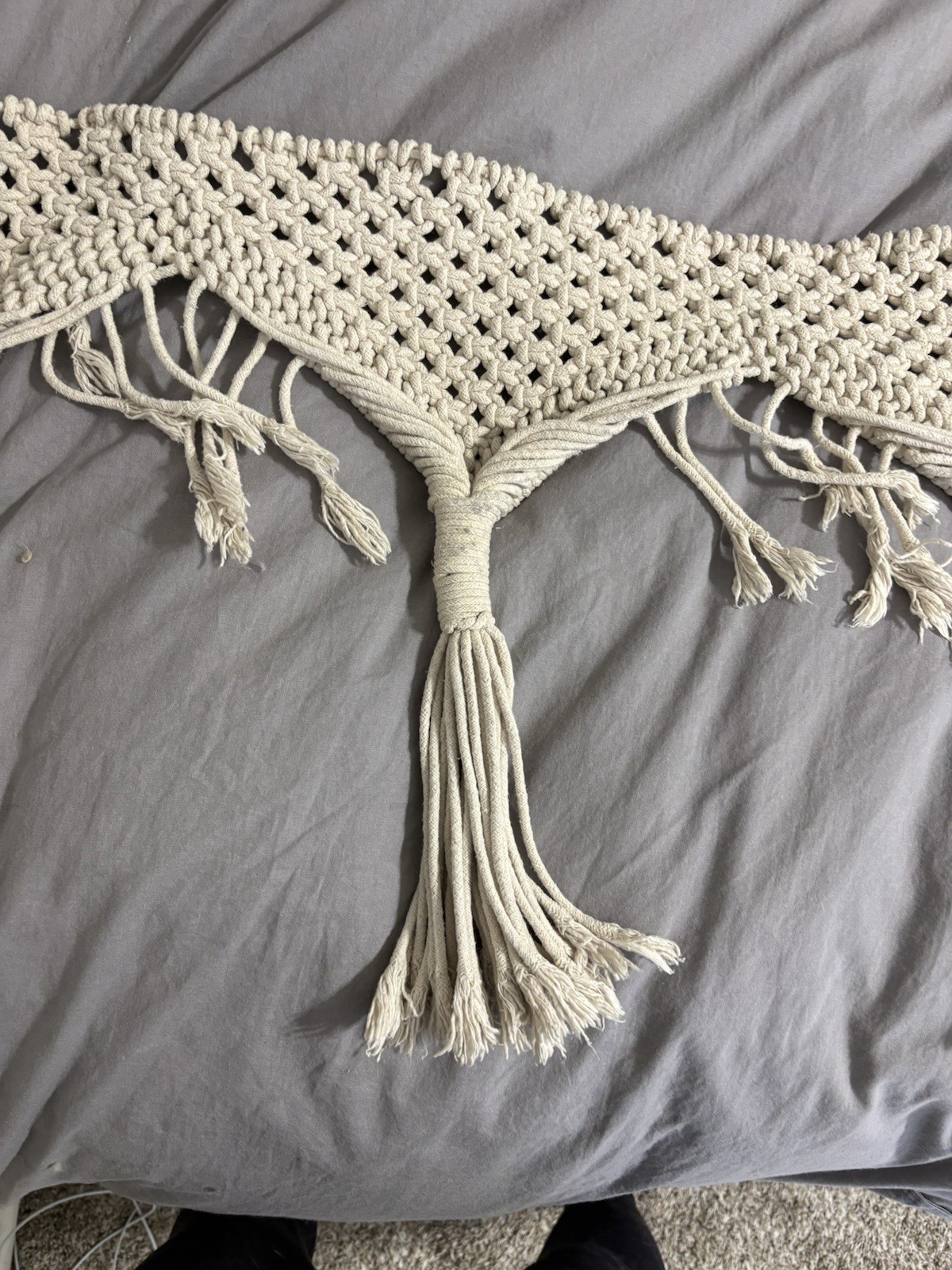Boho Macrame Window Curtain 65 x 18 in Hand Woven Wall Hanging Mantle Scarf