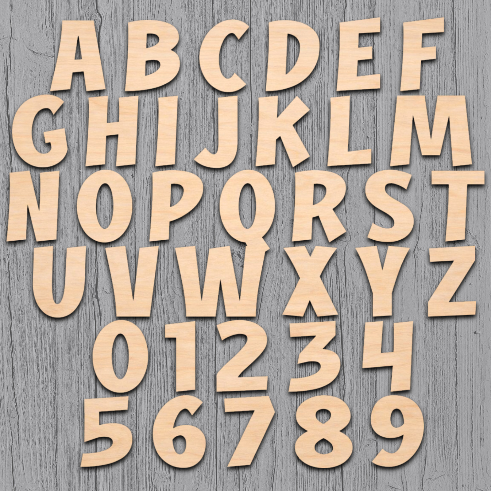 Comic Book Wood Letters Numbers Cutout Unfinished Laser Cut 3mm Craft Thru 14″