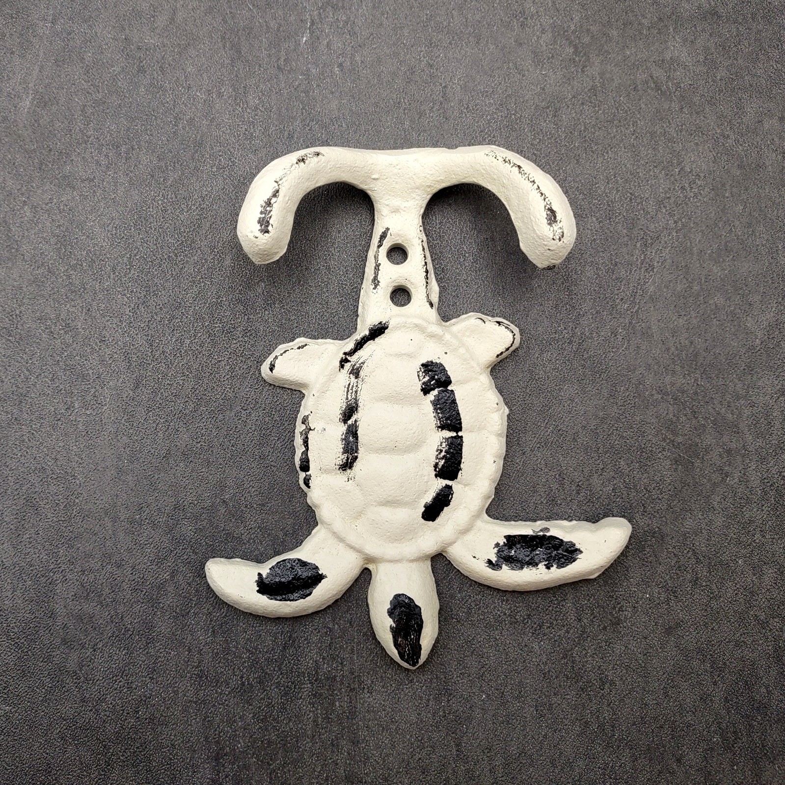 Cast Iron Sea Turtle Wall Hooks White Distressed (1 hook approx. 4.75+ inches)