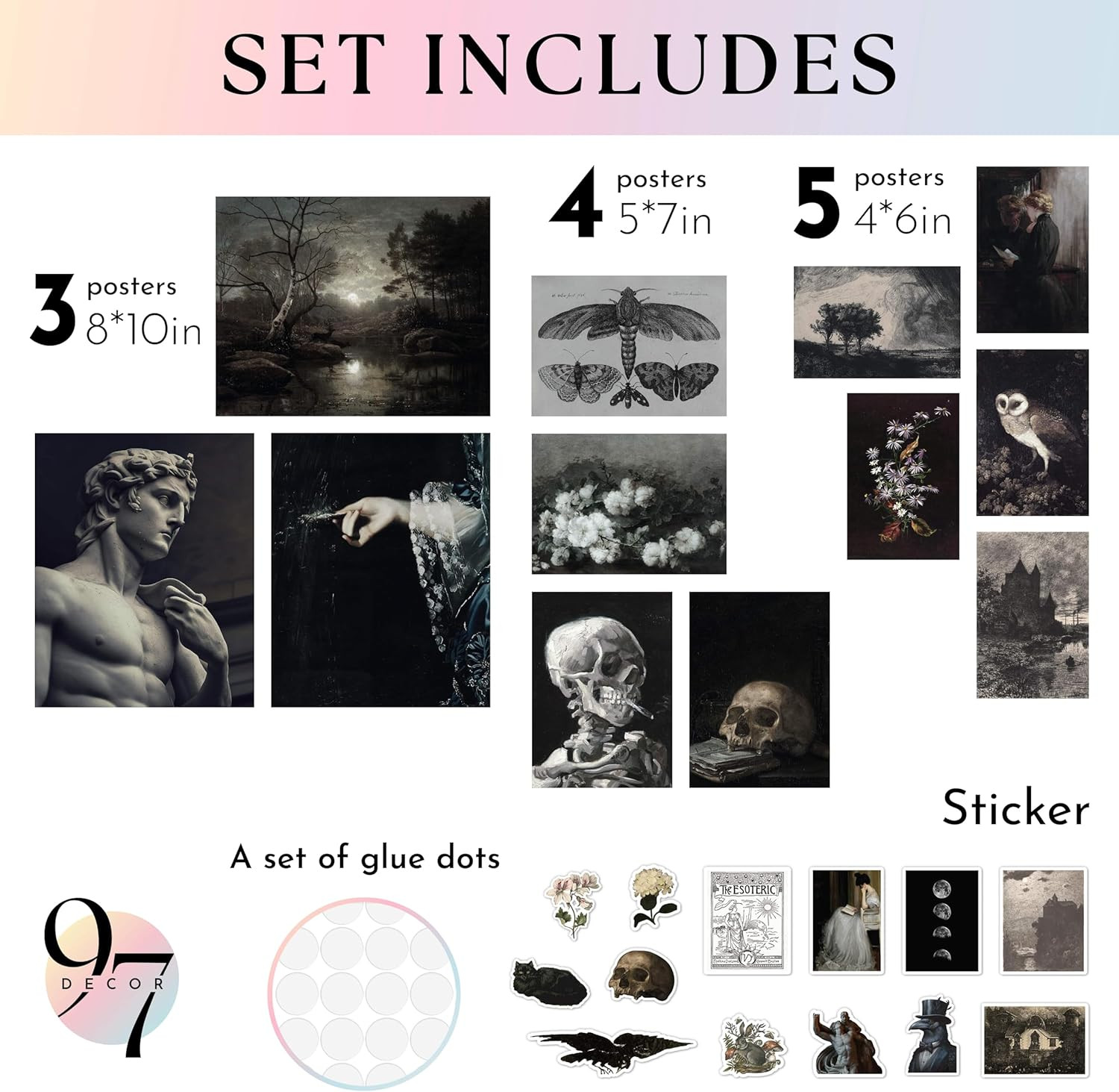 Dark Academia Decor – Gothic Home Decor Aesthetic, Dark Academia Wall Art, Creep