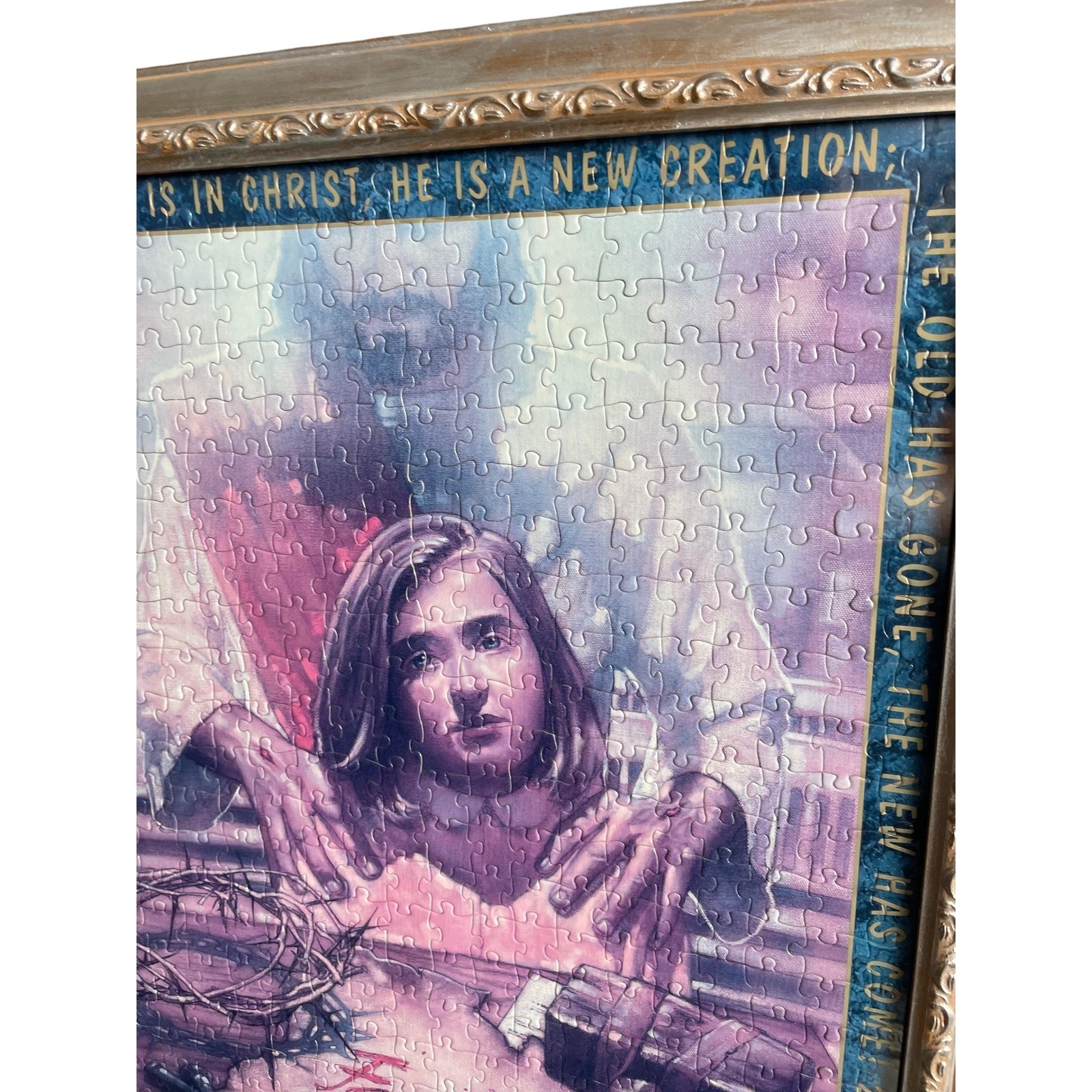 Framed Religious Jigsaw Puzzle Christian Art Decor Bible Verse Gift
