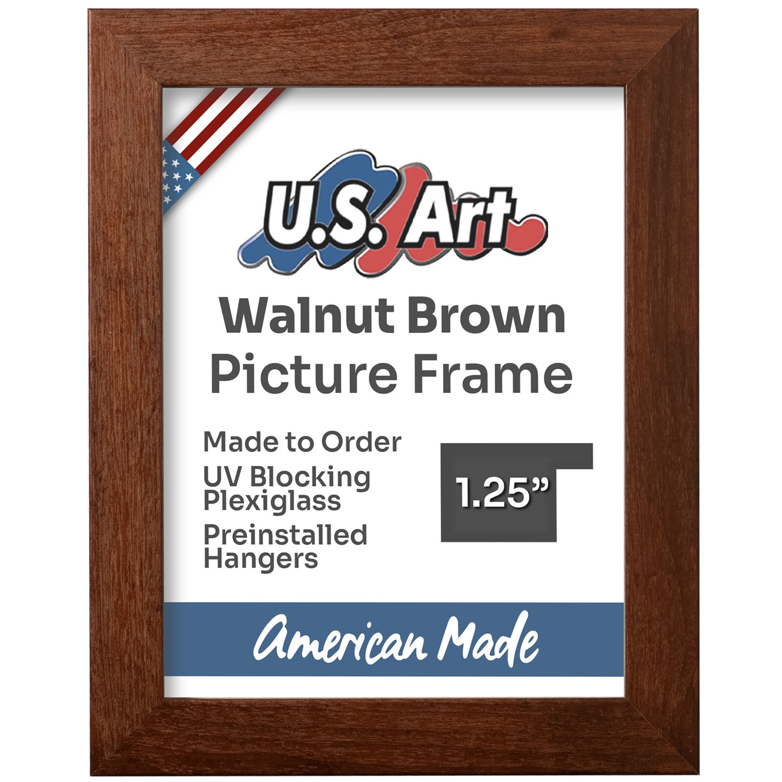 US Art Frames 1.25 in Flat Country Walnut Brown Wall Decor Picture Frame S-A