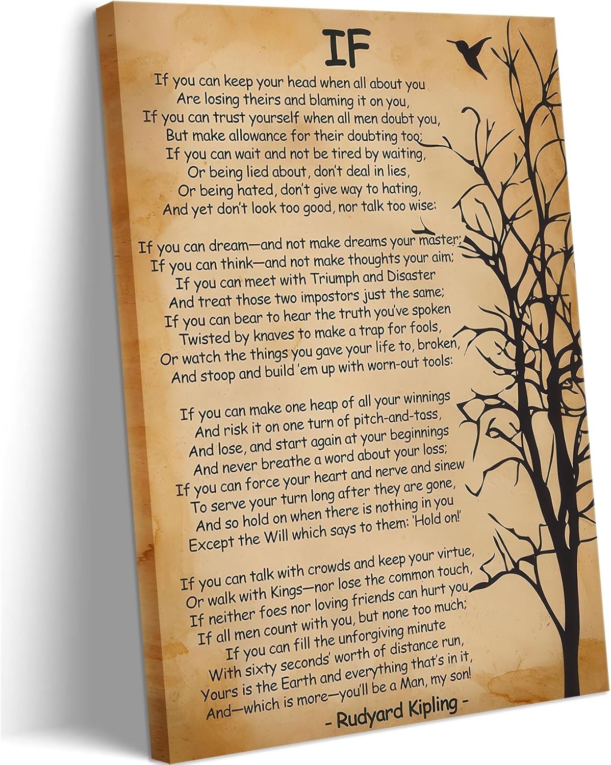 If Kipling Poem Canvas Wall Art Inspirational Quote Poster Home Office Decor