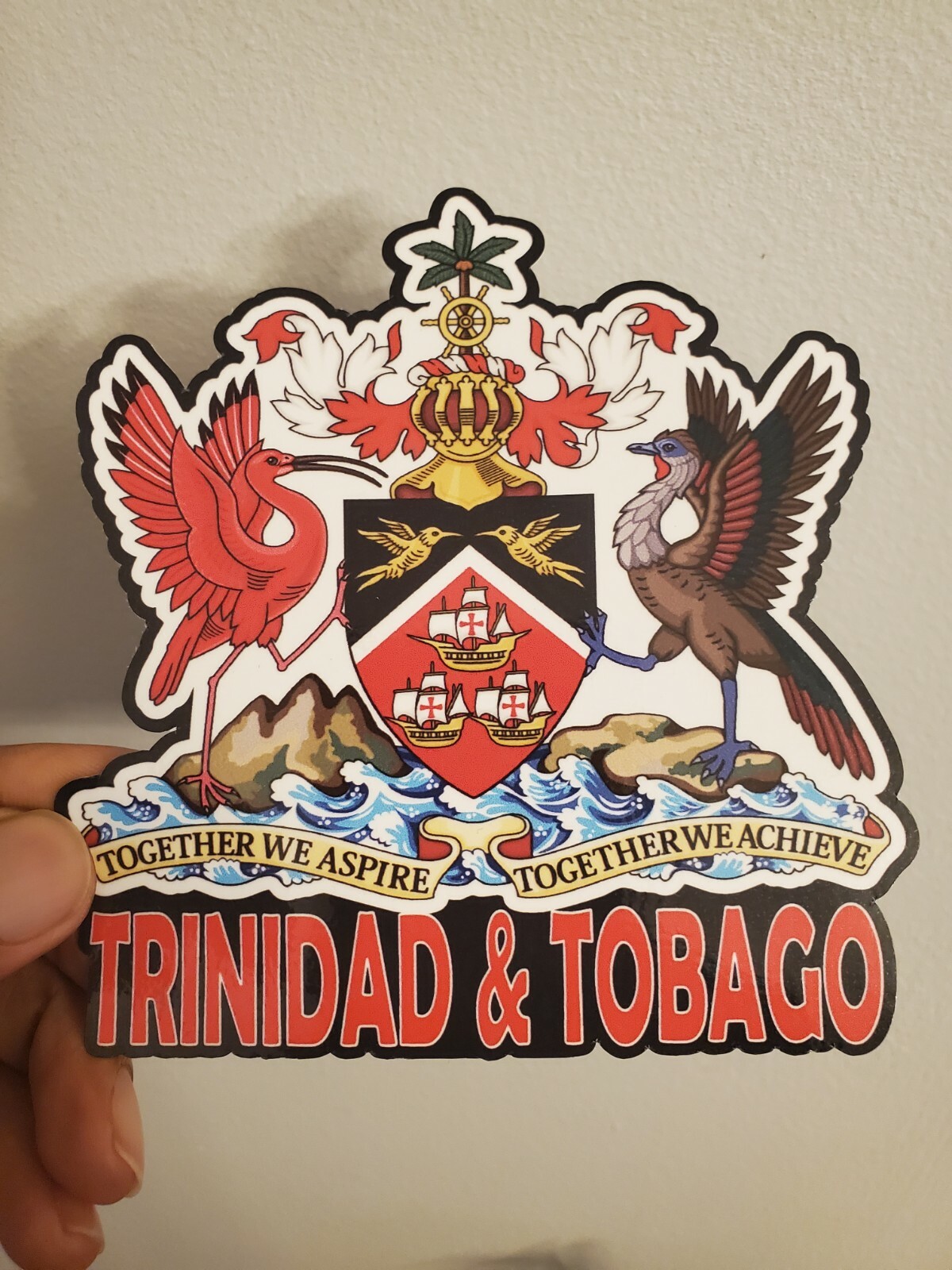 Trinidad & Tobago Weatherproof Glossy Decal. 4.75×4.75 inches