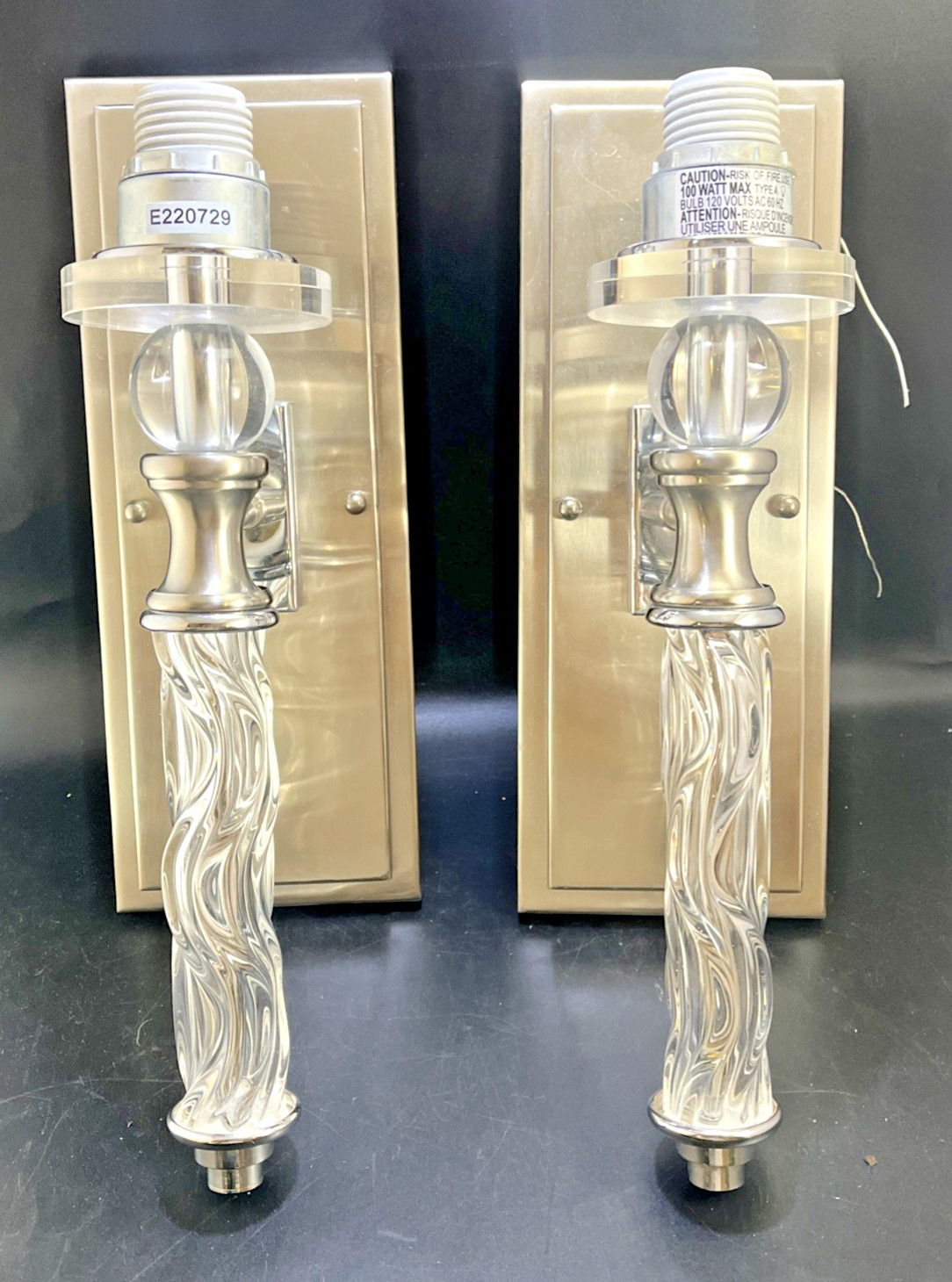 UTTERMOST CAMPANIA Single Light Sconces Sculpted Clear Acrylic Accents Stainless